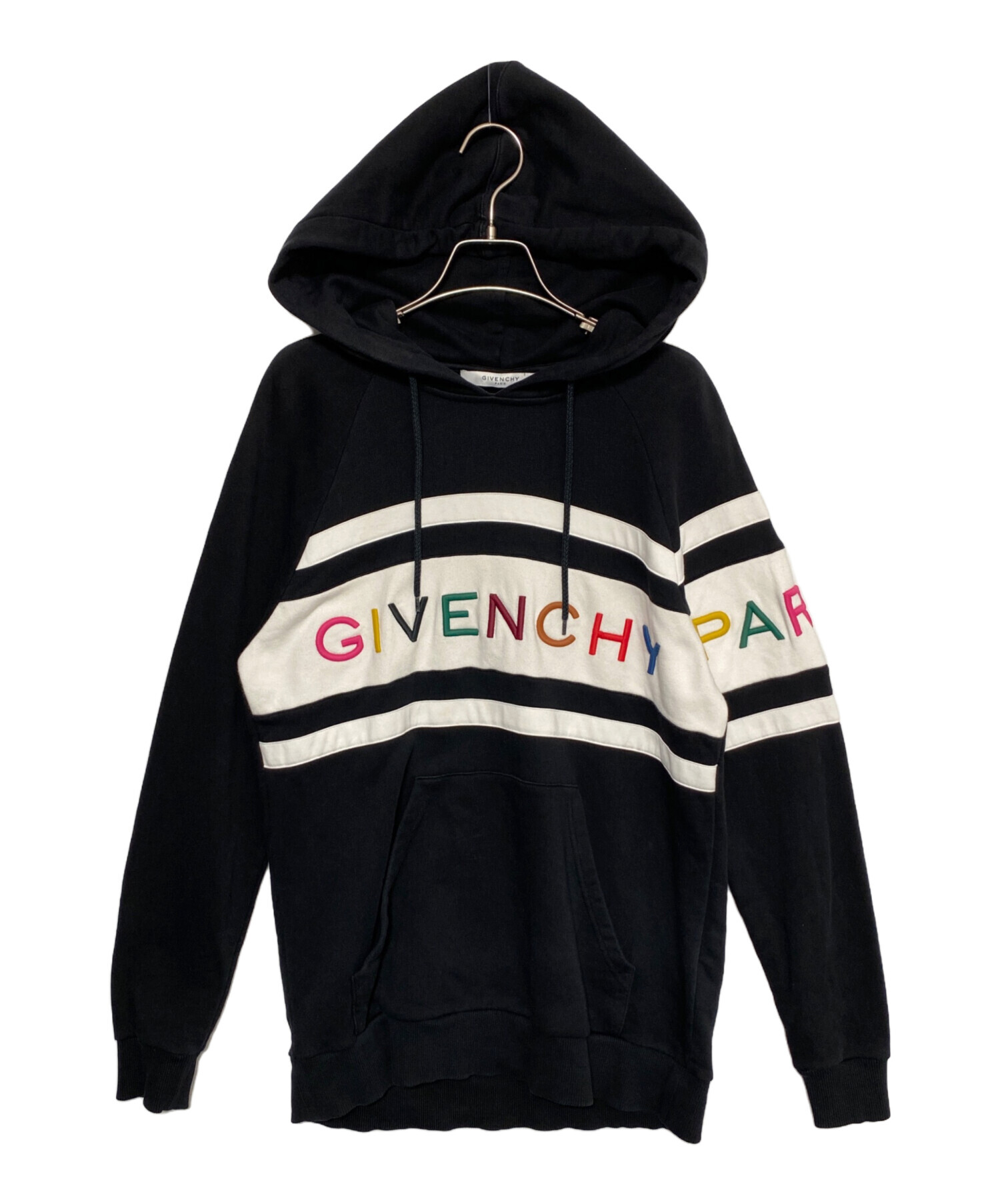 GIVENCHY ジバンシィ XS サイズ ロゴ パーカー 黒 中古・古着通販】GIVENCHY (ジバンシィ) ロゴパーカー ブラック サイズ