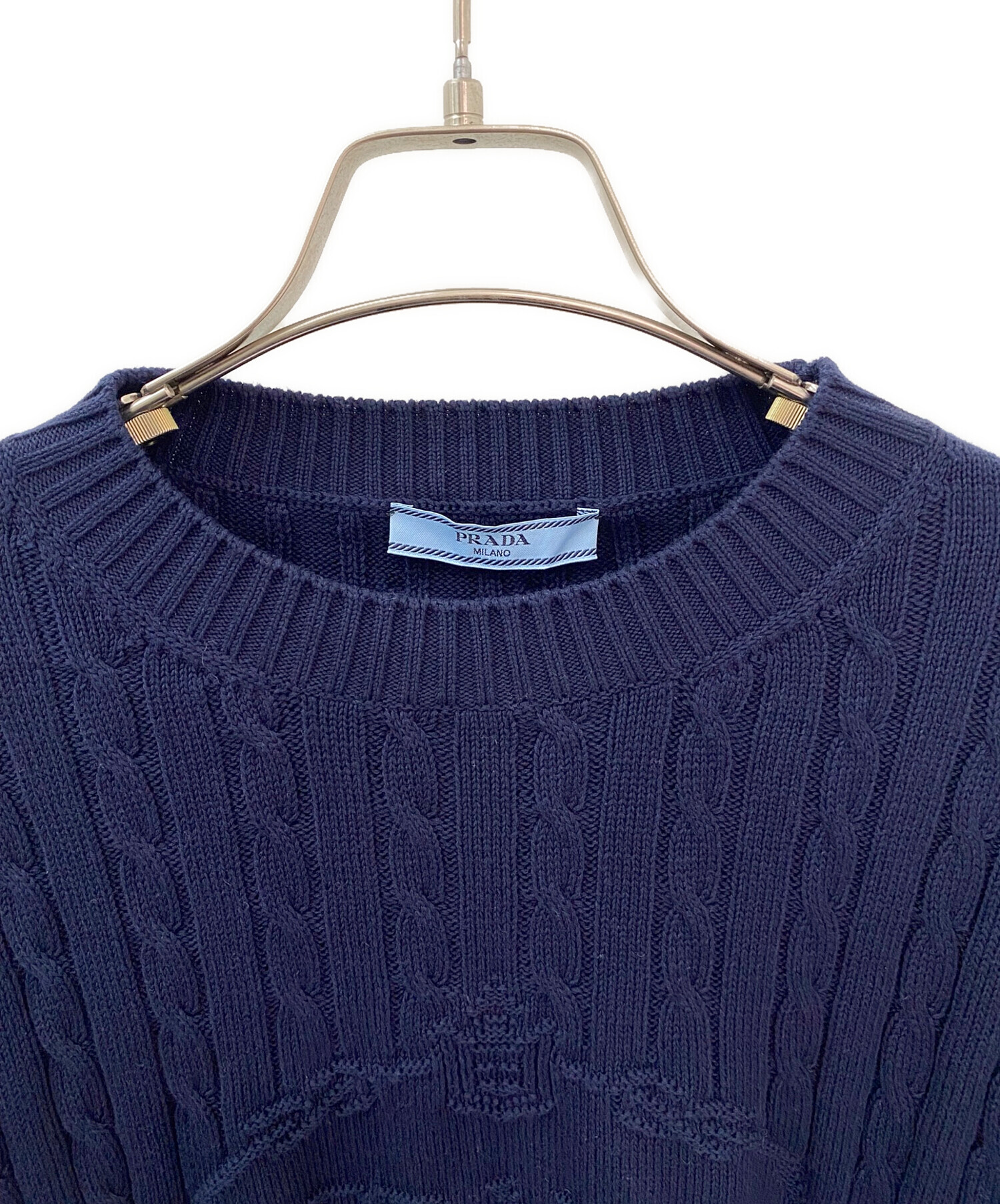 中古・古着通販】PRADA (プラダ) ロゴニット ネイビー サイズ:40