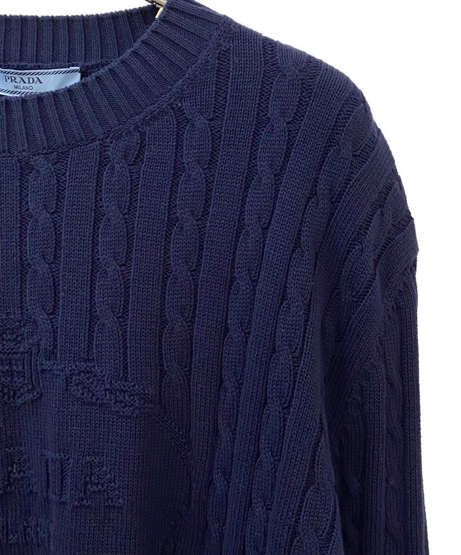 中古・古着通販】PRADA (プラダ) ロゴニット ネイビー サイズ:40