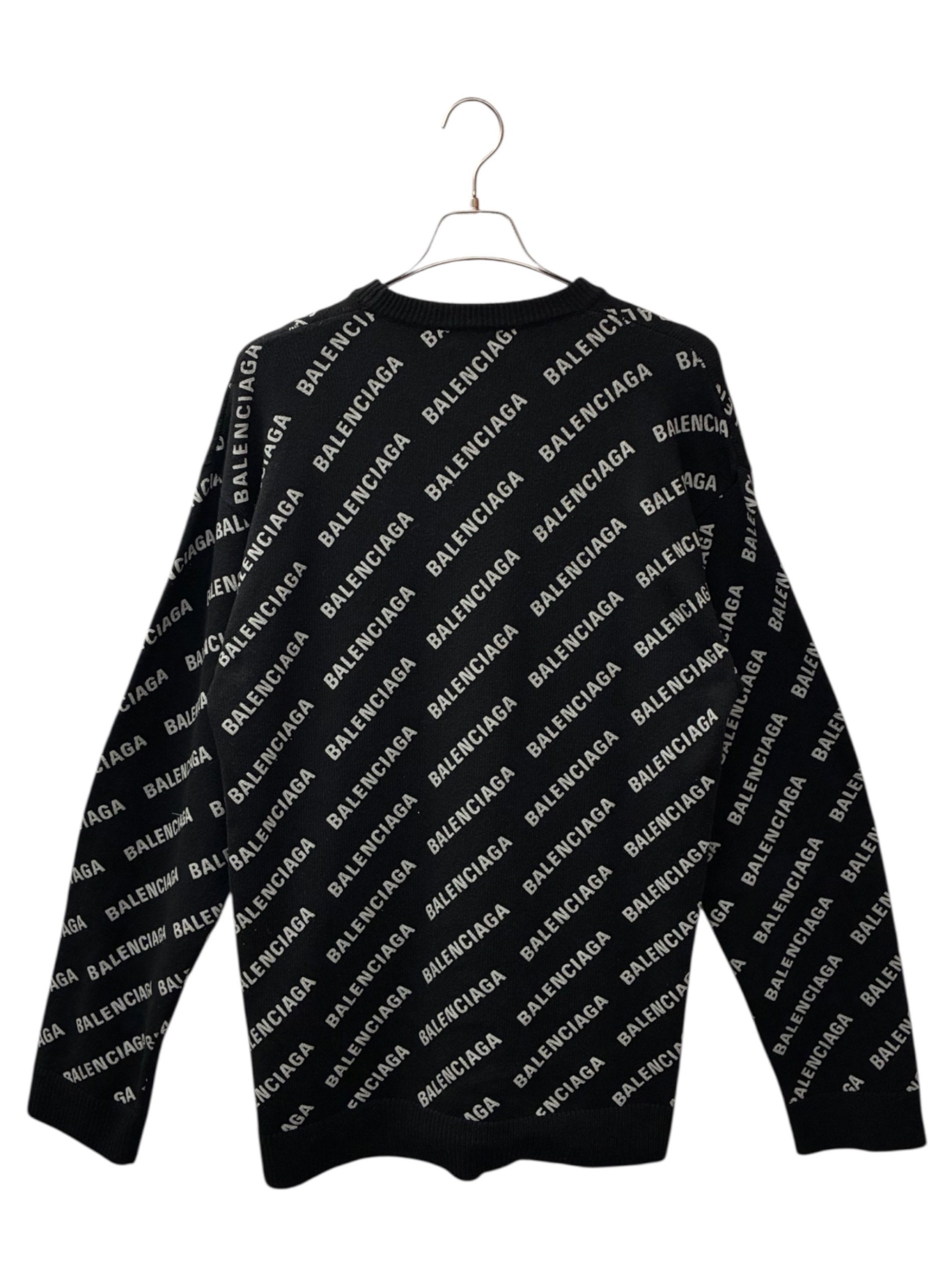 BALENCIAGA ウール オールオーバー コート ロゴ 中古・古着通販】BALENCIAGA (バレンシアガ) オールオーバーロゴニット