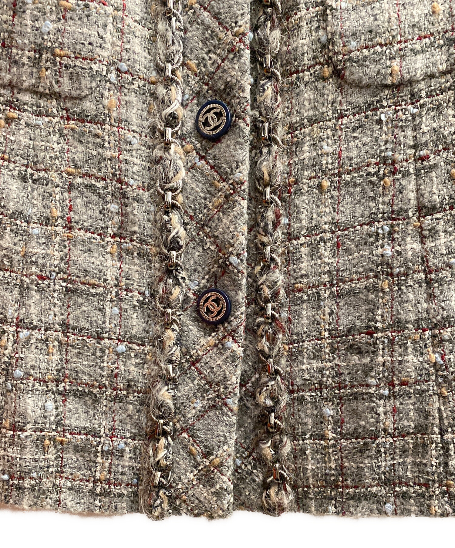 yuꕤ！シャネル ツイード コート 中古・古着通販】CHANEL (シャネル) ツイードコート グレー サイズ:40