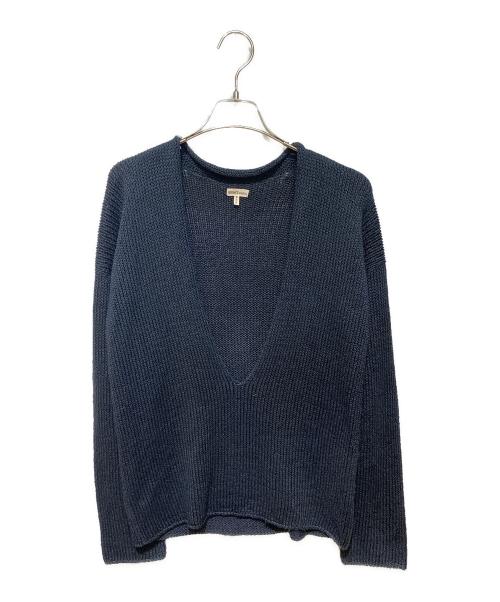 HERMES.エルメス.ネイビー Vネックセーター 水色襟(取外し可能) HERMES.エルメス.ネイビー Vネックセーター 水色襟(取外し可能