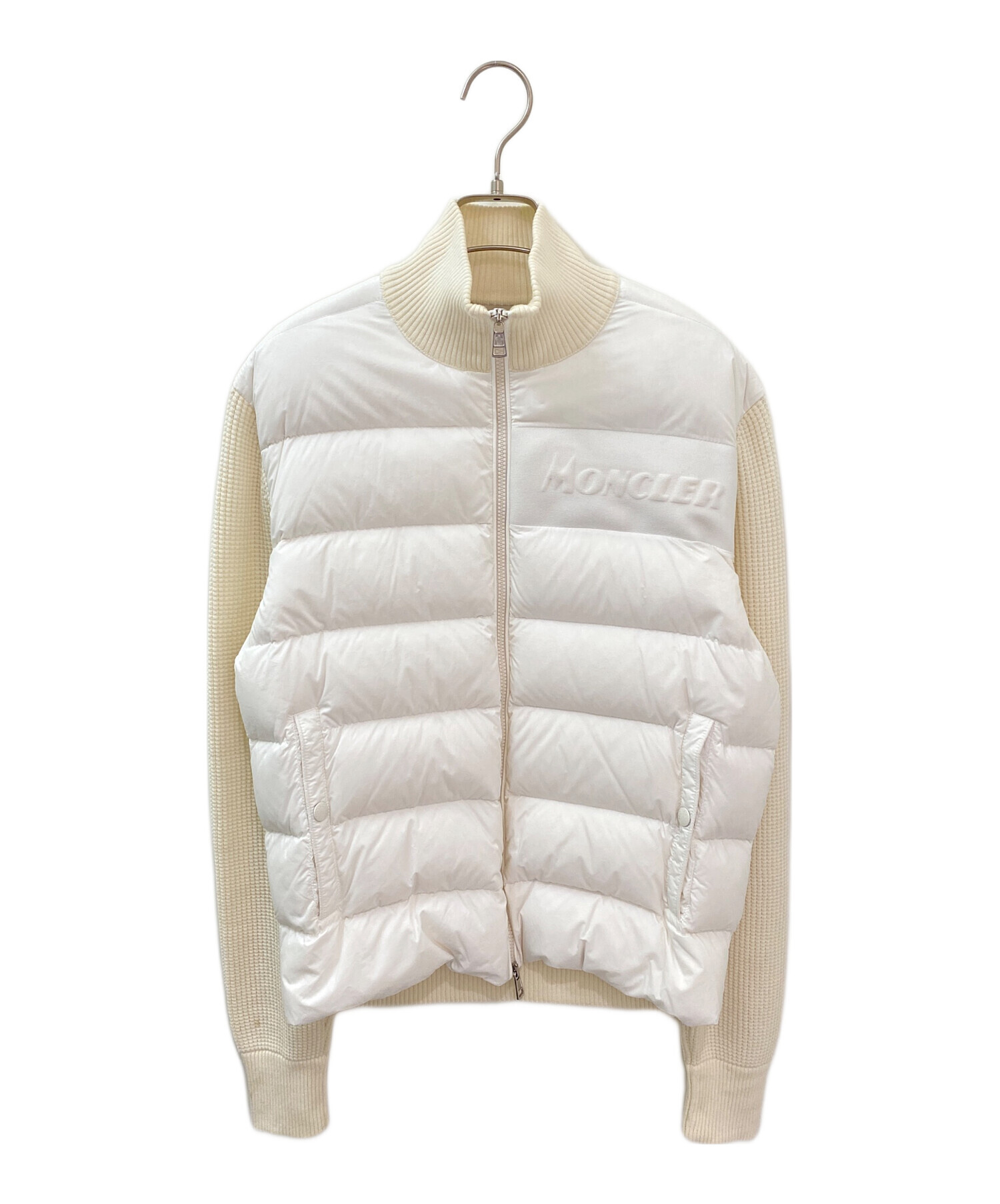 超美品 モンクレール ニット切替 ダウンジャケット アイボリー ホワイト S 中古・古着通販】MONCLER (モンクレール) CARDIGAN TRICOT/ニット切替