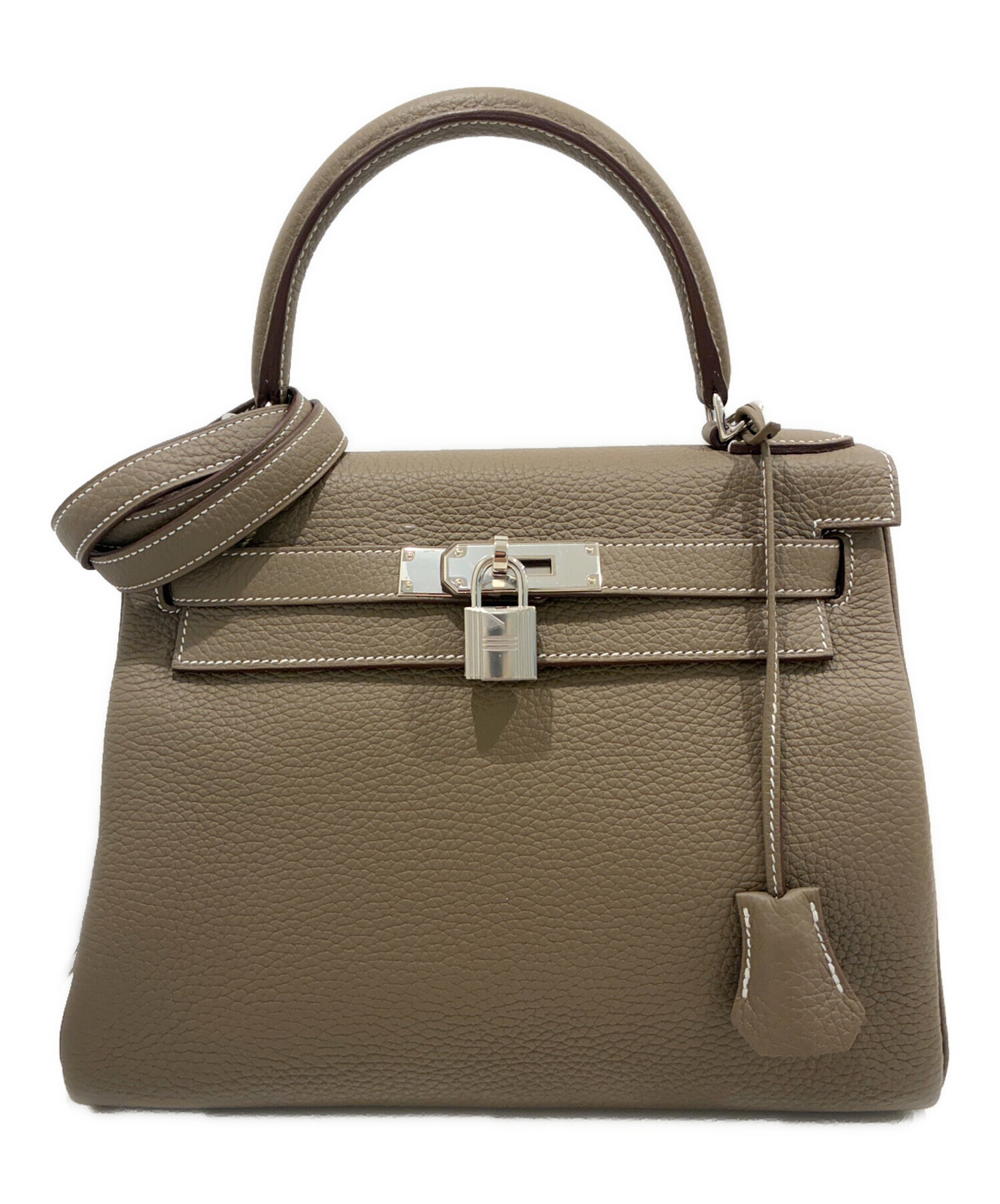 希少品エルメス ケリー28内縫いトリヨンクレマンスエトゥープ金具C刻印 中古・古着通販】HERMES (エルメス) ケリー28/内縫い/シルバー金具