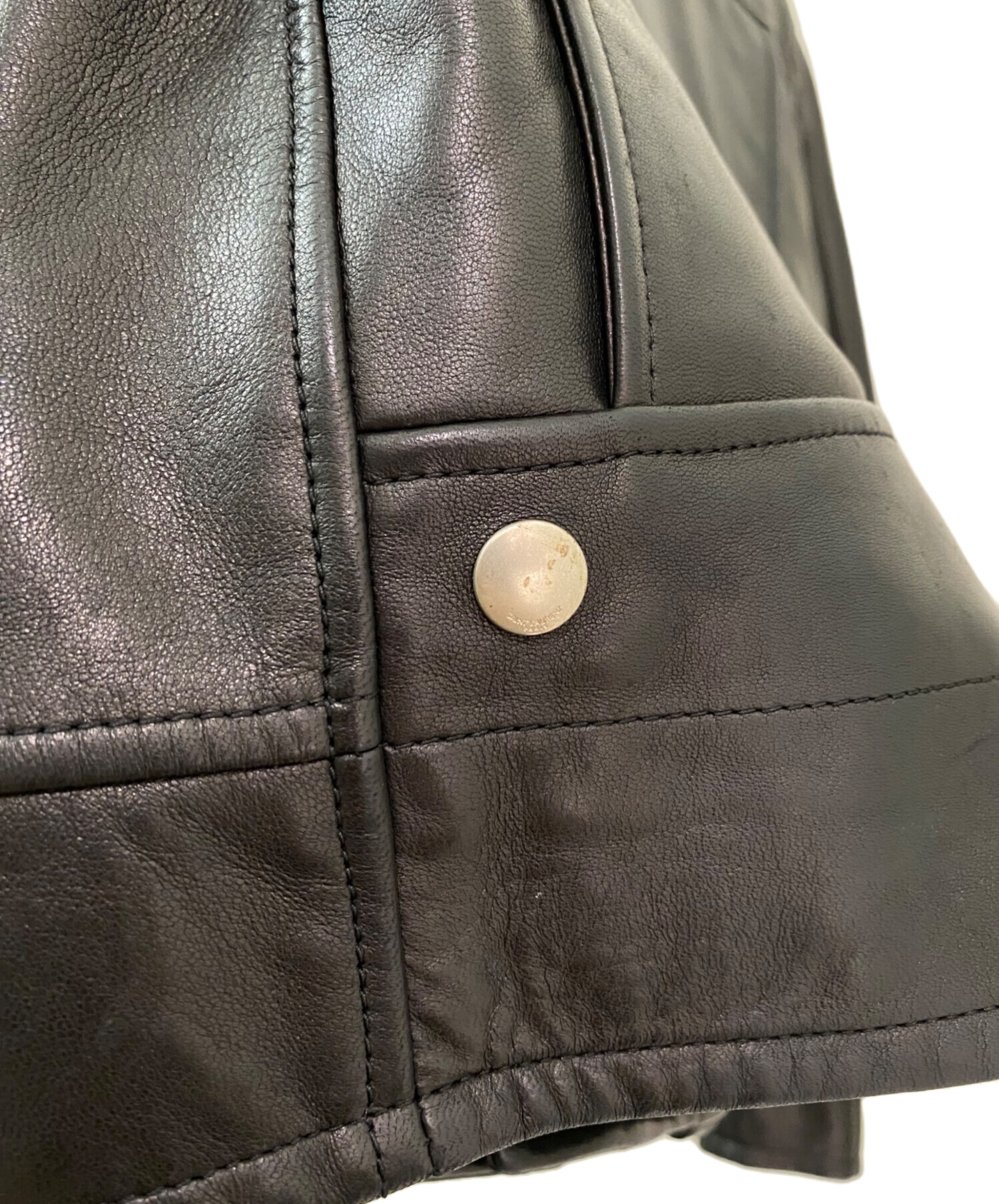 【ほぼ未使用】サンローランパリ ダブルレザーライダースジャケット 38 14AW サンローランパリ マーモットファー ダブルレザーライダース