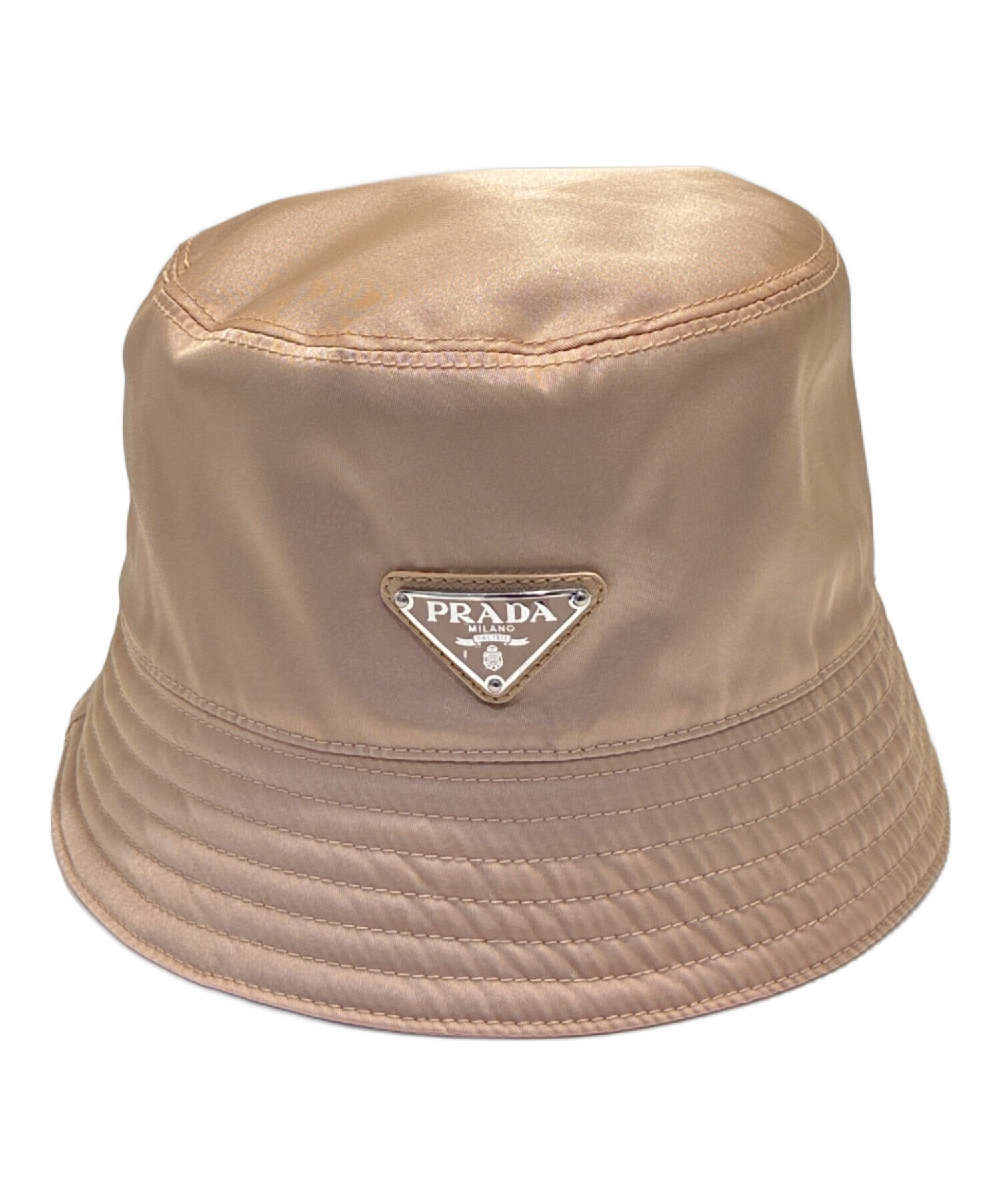 中古・古着通販】PRADA (プラダ) ロゴプレートハット ベージュ サイズ