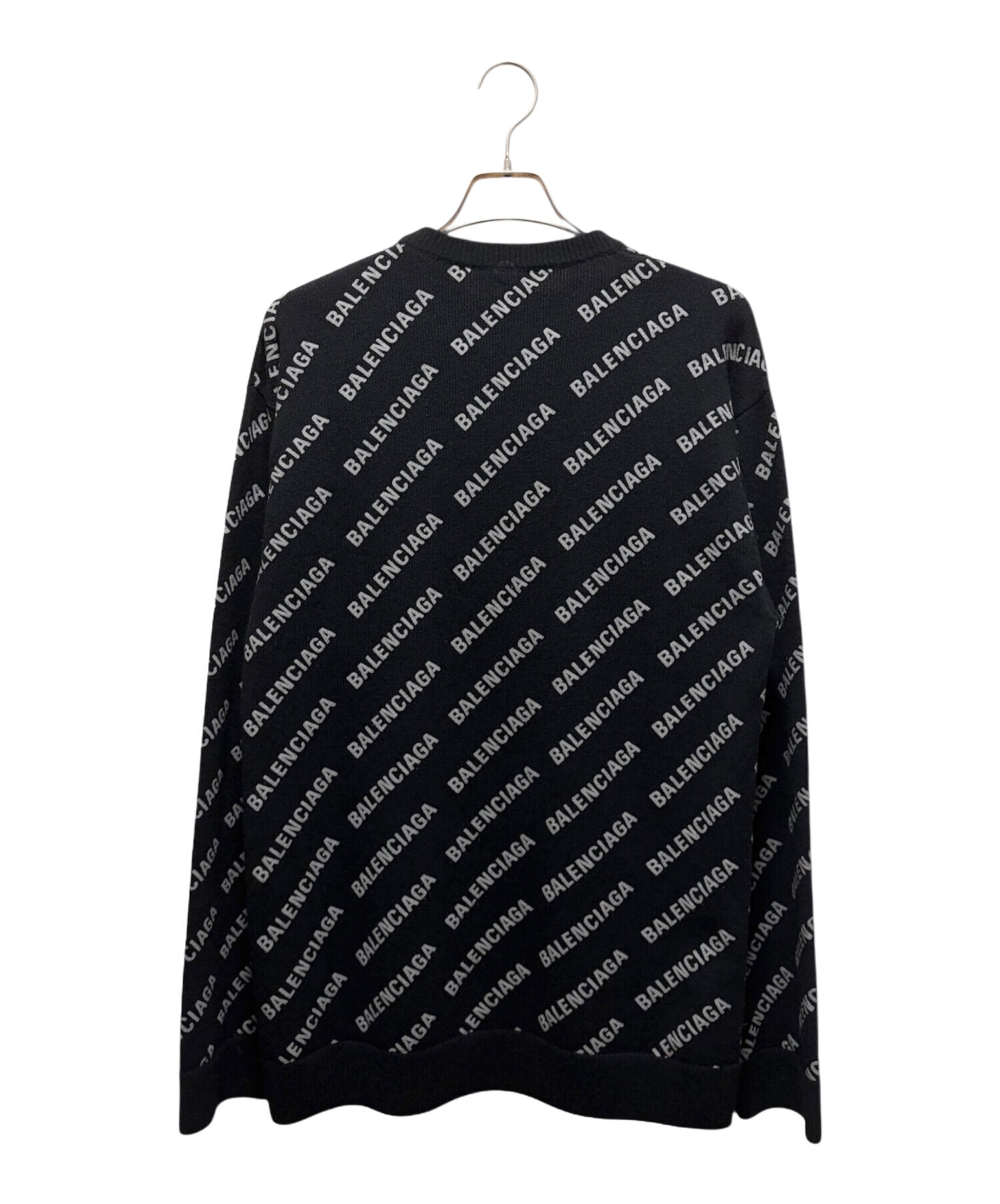 BALENCIAGA ロゴ入り ブラックニット M 中古・古着通販】BALENCIAGA (バレンシアガ) オールオーバーロゴ