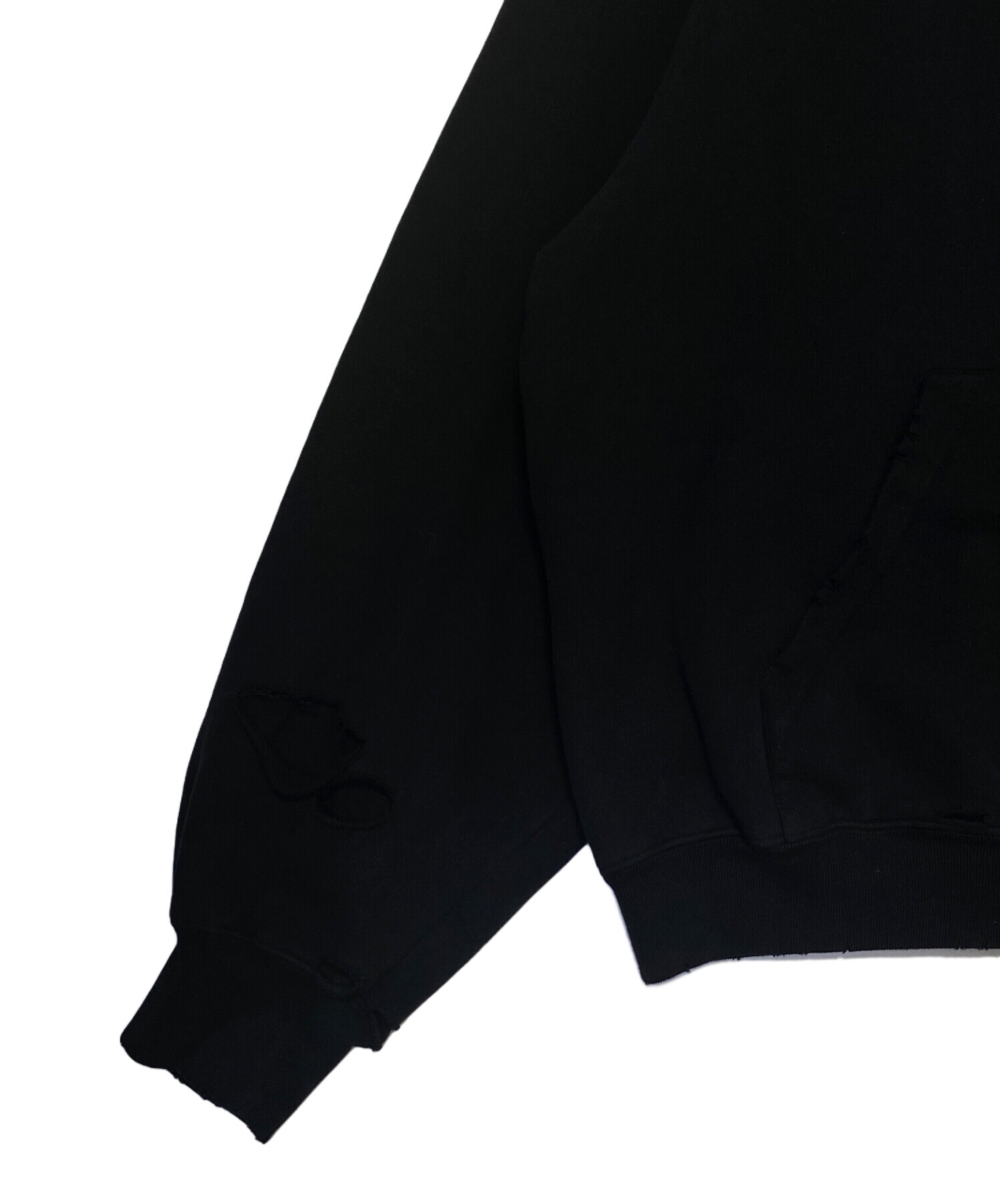 【美品！】BALENCIAGA◆パーカー オーバーサイズ デストロイ 黒 XXS 中古・古着通販】BALENCIAGA (バレンシアガ) デストロイ加工ロゴ