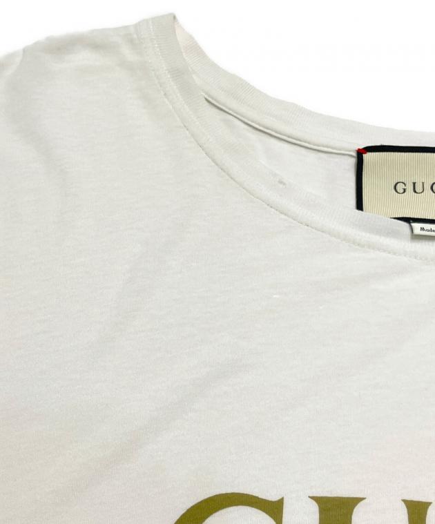 中古・古着通販】GUCCI (グッチ) ダメージ加工ロゴTシャツ 中古・古着通販】GUCCI (グッチ) ダメージ加工ロゴTシャツ