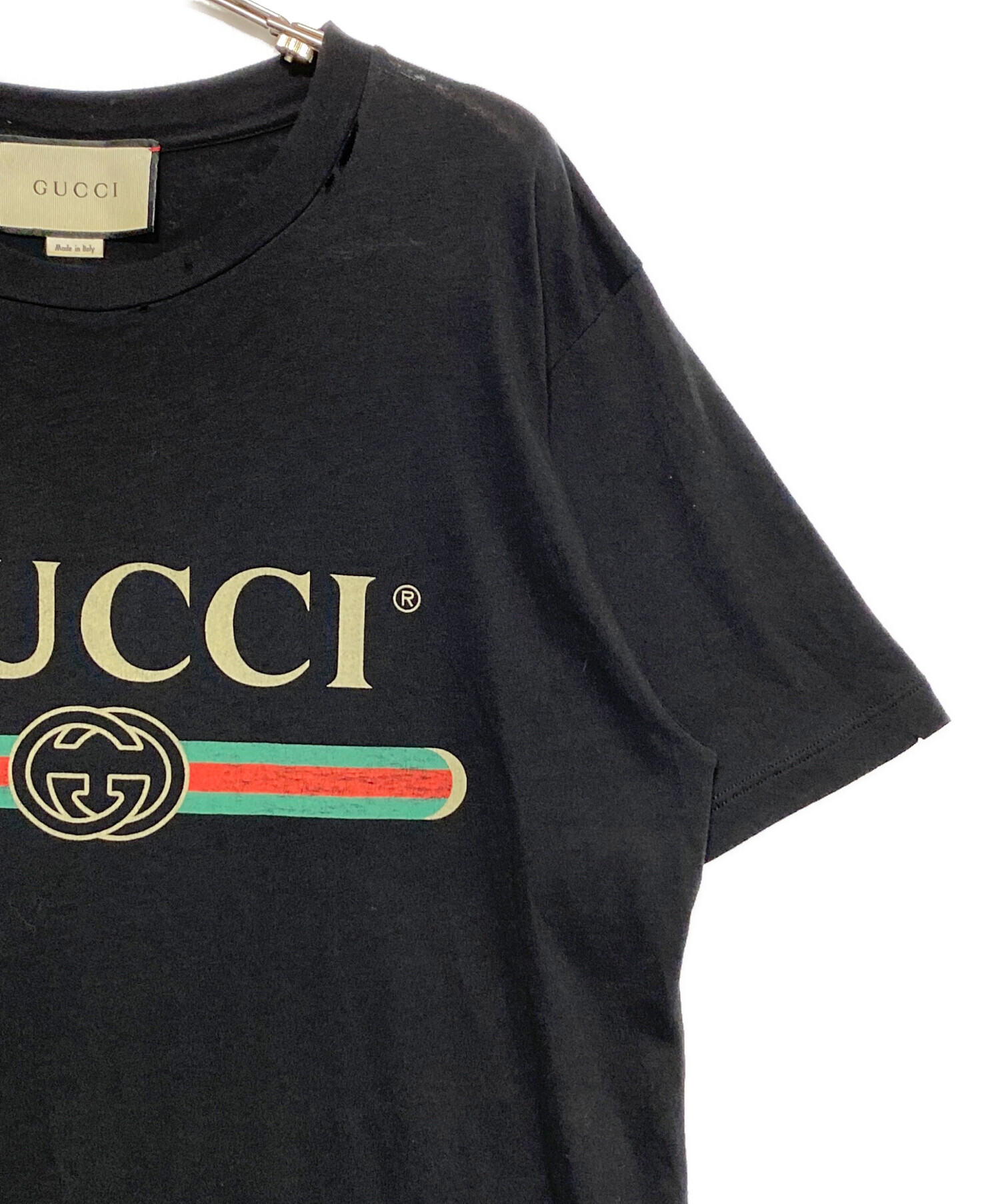 中古・古着通販】GUCCI (グッチ) ロゴTシャツ ブラック サイズ:XS