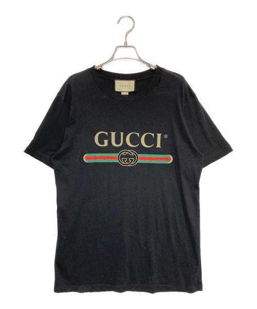 中古・古着通販】GUCCI (グッチ) ロゴTシャツ ブラック サイズ:XS