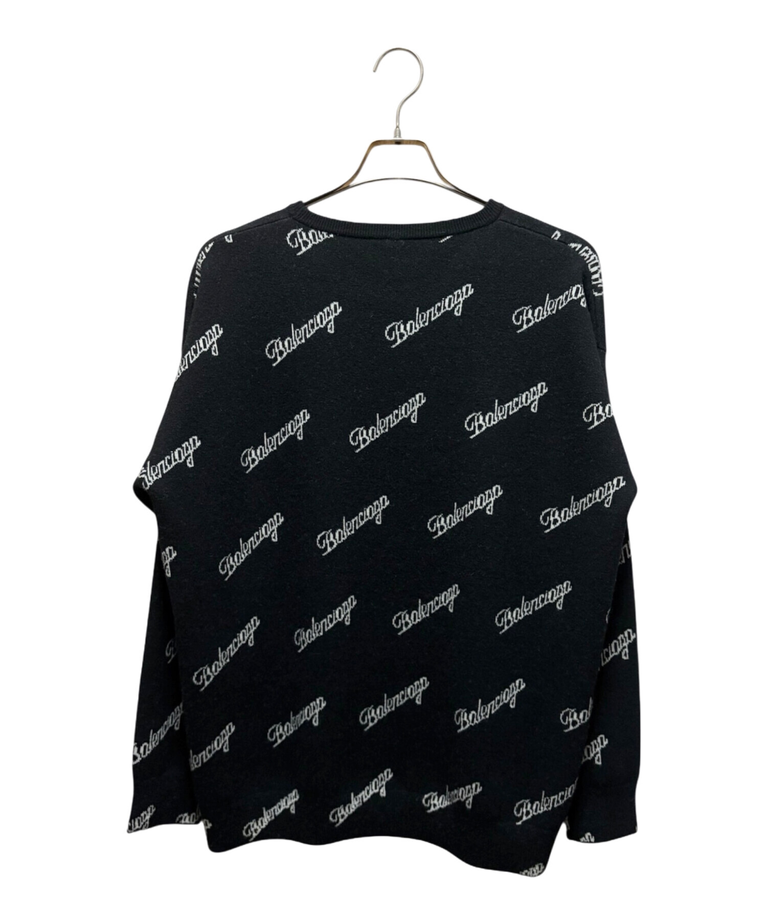 着用1回。BALENCIAGA ロゴクルーネックセーター　Mサイズ相当 中古・古着通販】BALENCIAGA (バレンシアガ) ロゴジャガードクルー