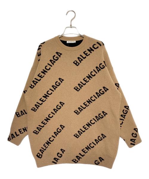 BALENCIAGA 総柄　ベージュ ロゴニット Sサイズ　バレンシアガ 中古・古着通販】BALENCIAGA (バレンシアガ) オールオーバーロゴニット