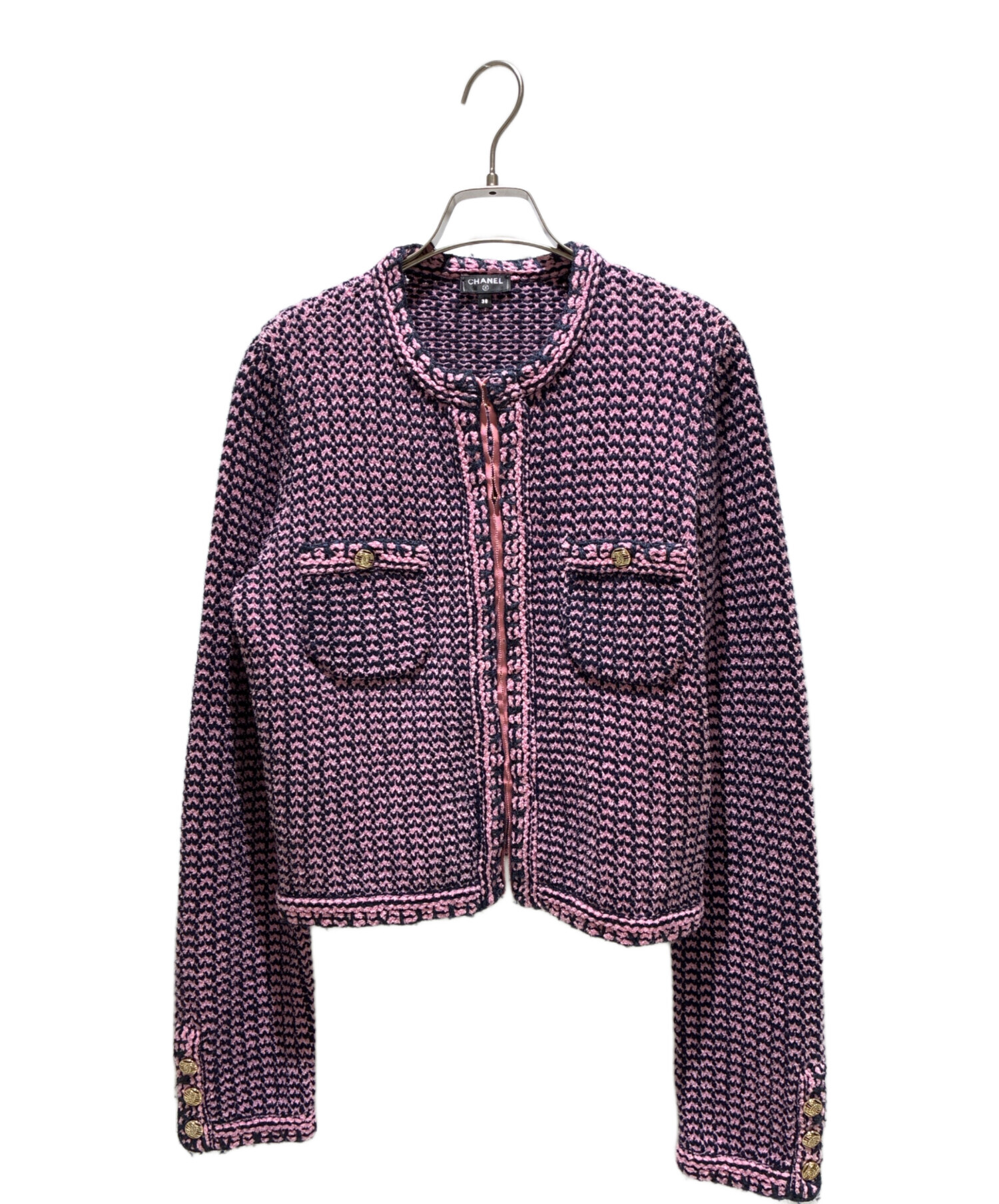 中古・古着通販】CHANEL (シャネル) ココボタンノーカラーニット 