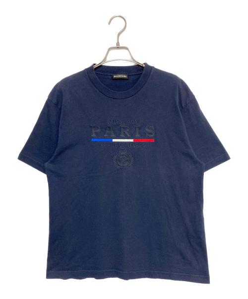 中古・古着通販】BALENCIAGA (バレンシアガ) ロゴTシャツ ネイビー