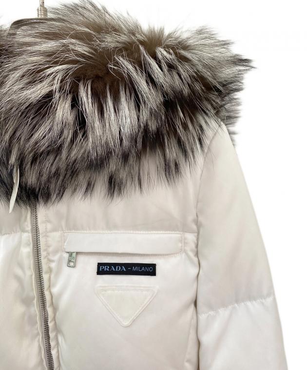 中古・古着通販】PRADA (プラダ) ファー付きダウンコート ホワイト