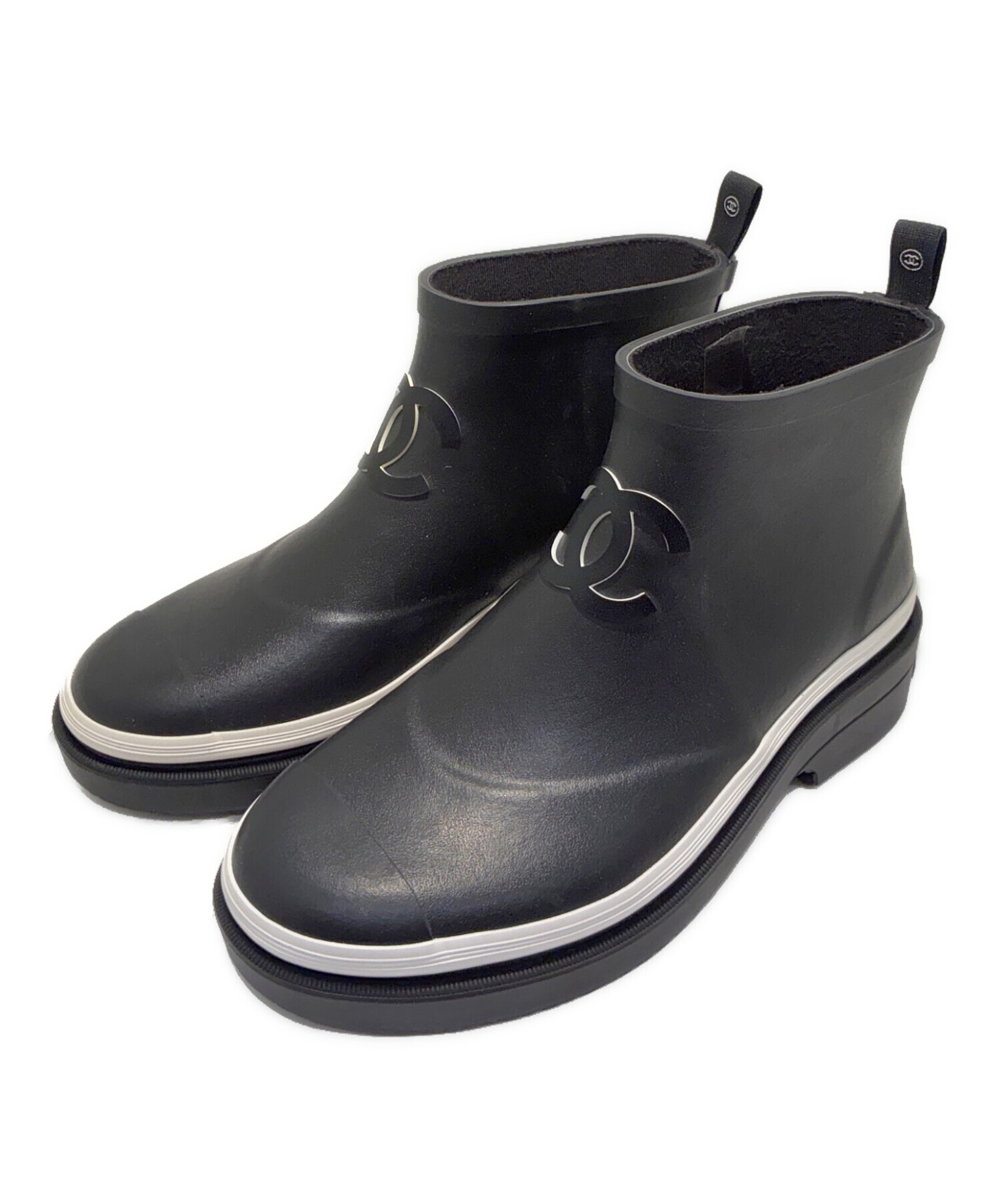 中古・古着通販】CHANEL (シャネル) CCロゴ ラバーレインブーツ G45076