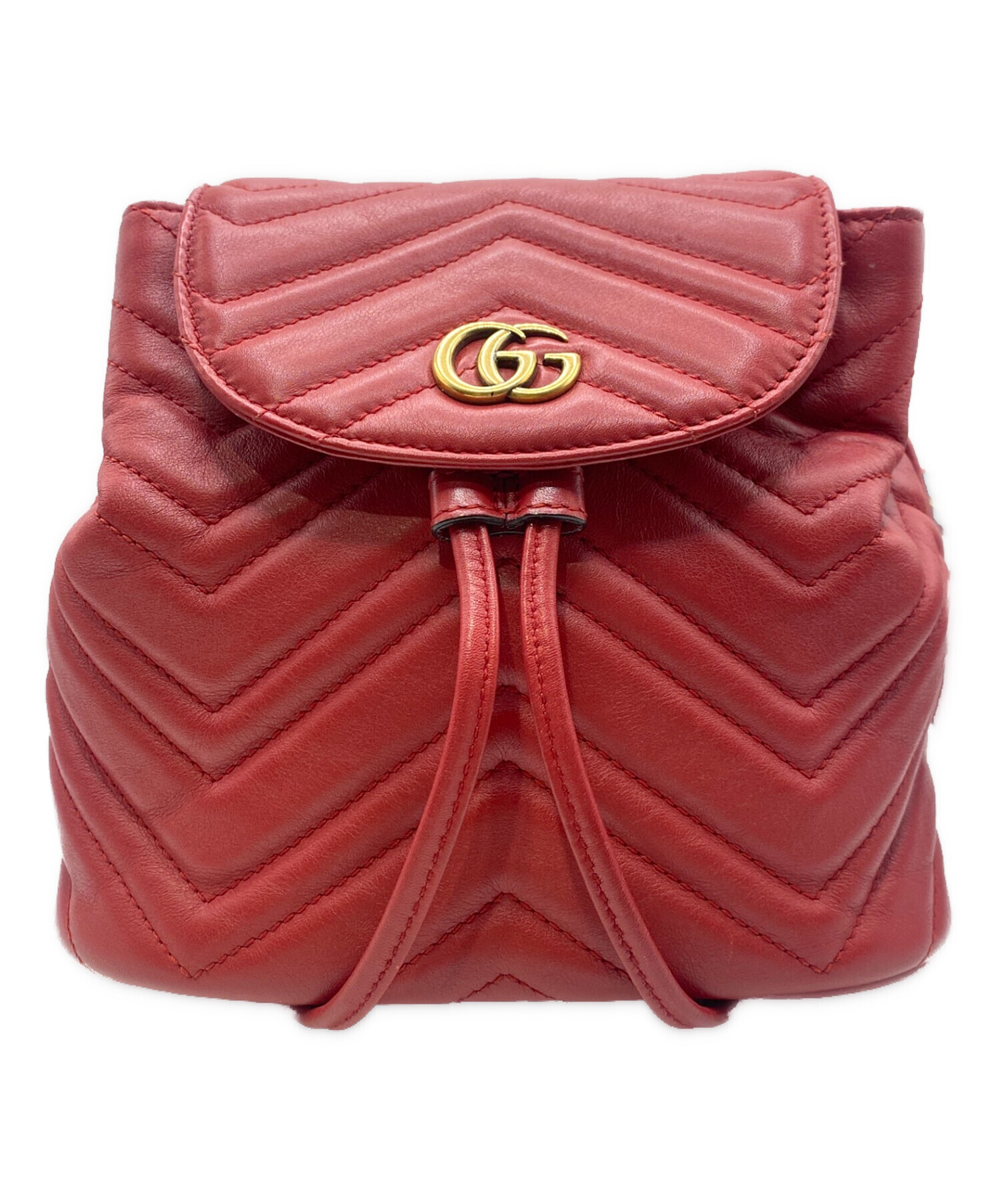中古・古着通販】GUCCI (グッチ) GGマーモント ミニリュック レッド 