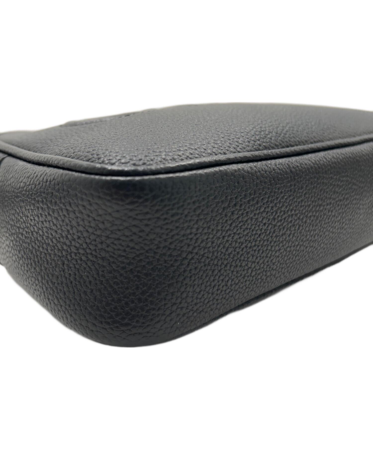 中古・古着通販】GUCCI (グッチ) ロゴレザーショルダーバッグ ブラック 