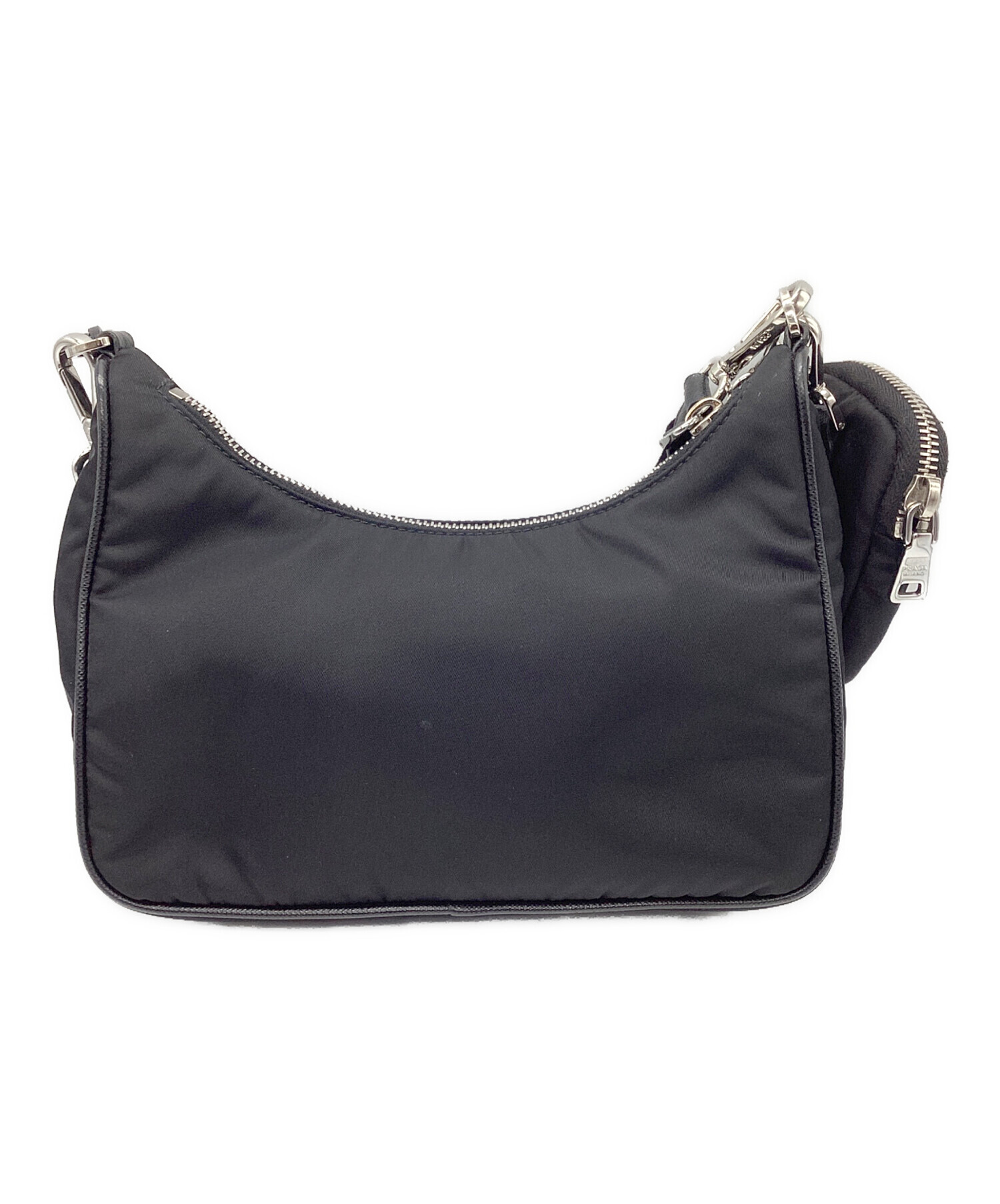 m*u様 PRADA ナイロン ショルダーバッグ ブラック 中古・古着通販】PRADA (プラダ) ナイロンショルダーバッグ ブラック