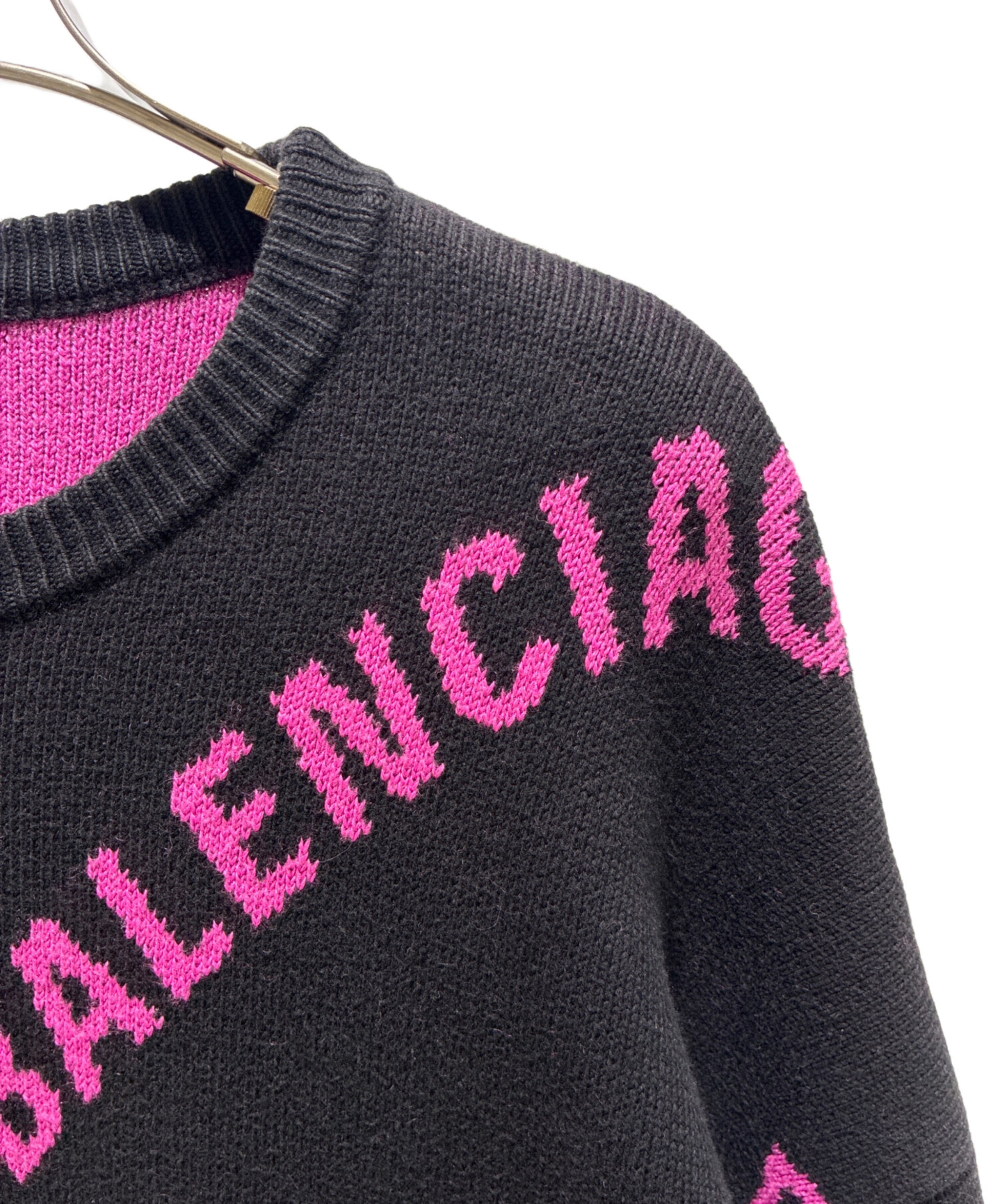 BALENCIAGA ロゴセーター ブラック×ピンク Balenciaga | Sweaters | Balenciaga Xs Black And Pink Sweater