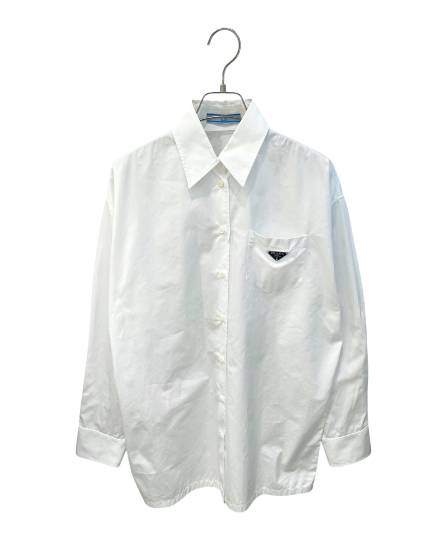 現行品・PRADA ポプリンシャツ38 三角プレート ブラウス 現行品・PRADA ポプリンシャツ38 三角プレート ブラウス 楽天