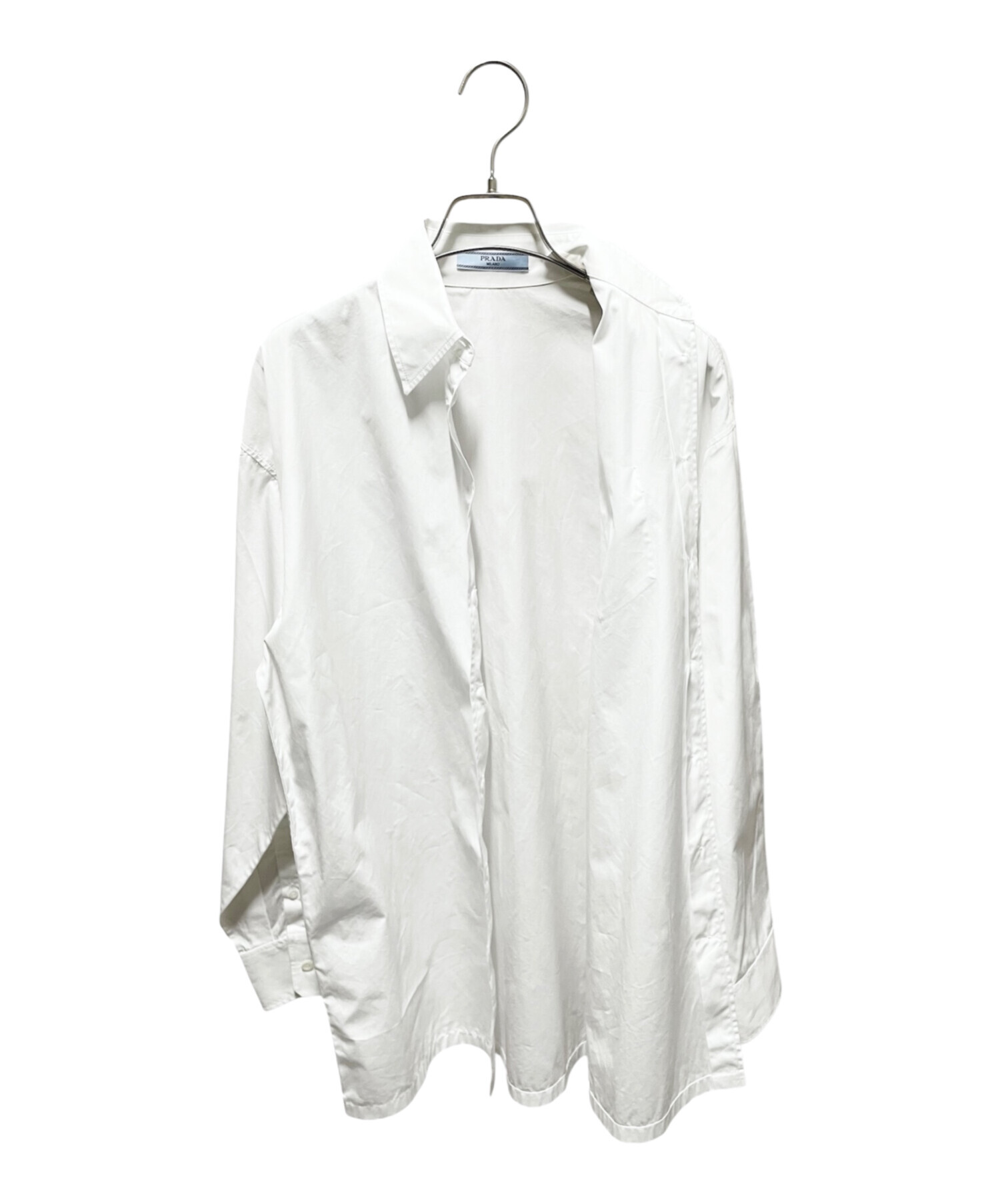 PRADA ホワイト 半袖シャツ　ポプリンシャツ P419G_1XV2_F0009_S_222_1.jpg