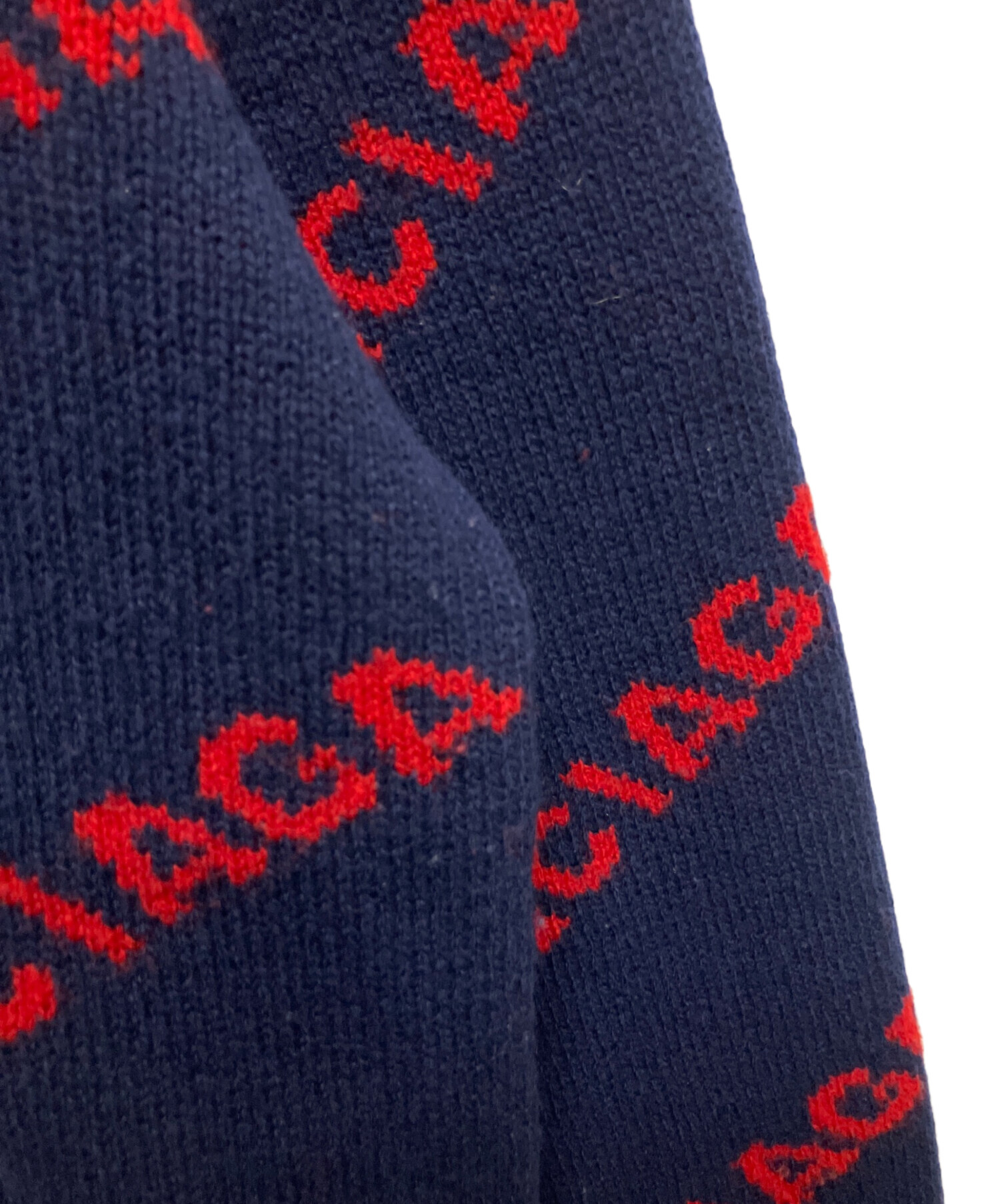 BALENCIAGA ロゴニット ネイビー XS 美品 中古・古着通販】BALENCIAGA (バレンシアガ) オールオーバーロゴニット