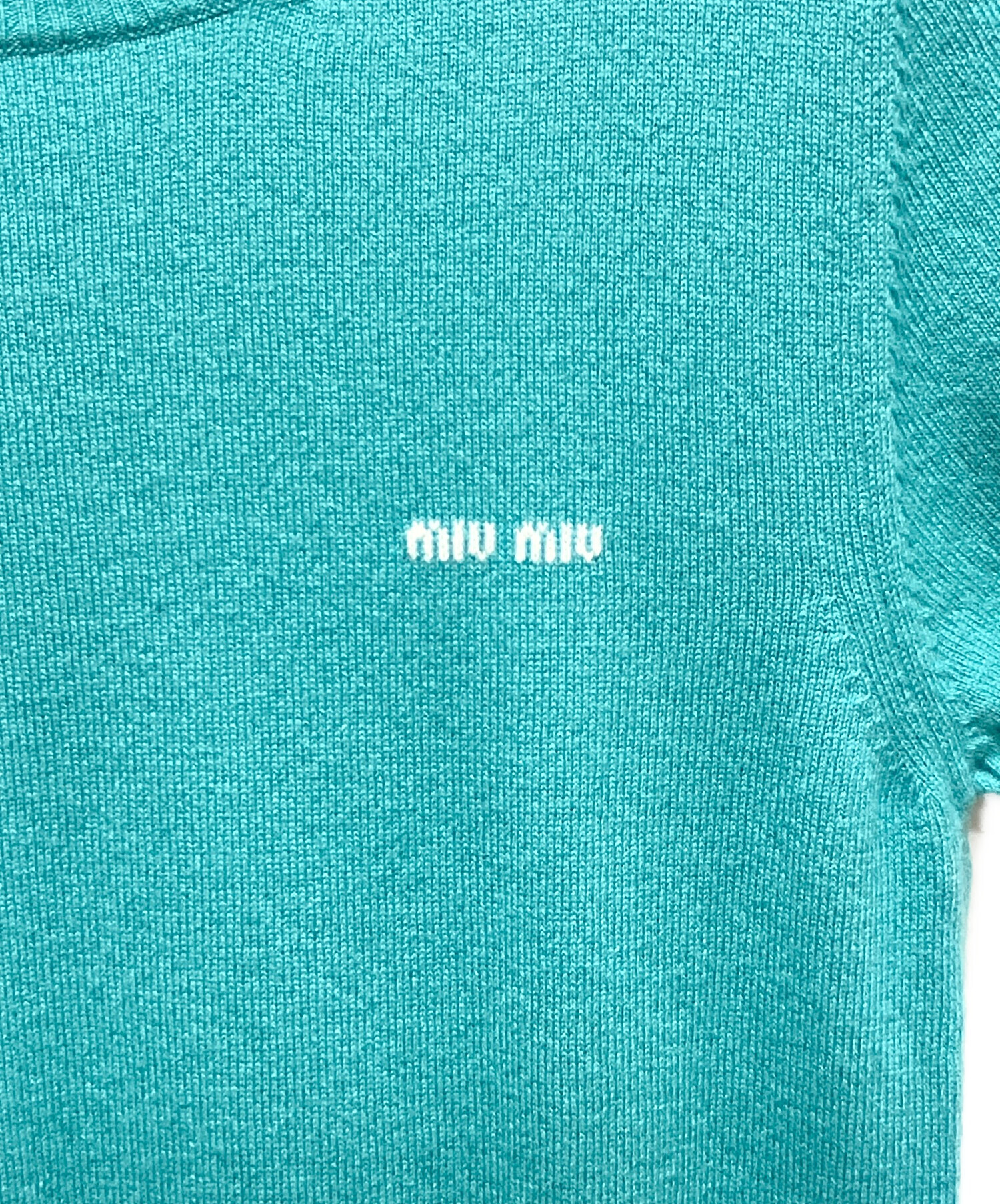 カシミア100%✕ミンクトリム!本物保証　タグ付¥158000 Fサイズ 中古・古着通販】MIU MIU (ミュウミュウ) Cashmere sweater/ロゴ