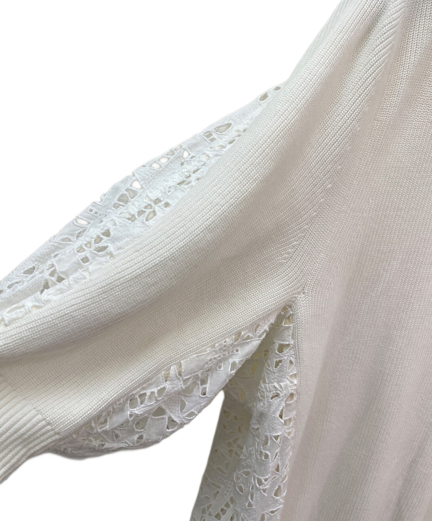 中古・古着通販】sacai (サカイ) レース切替ニット ホワイト サイズ:1