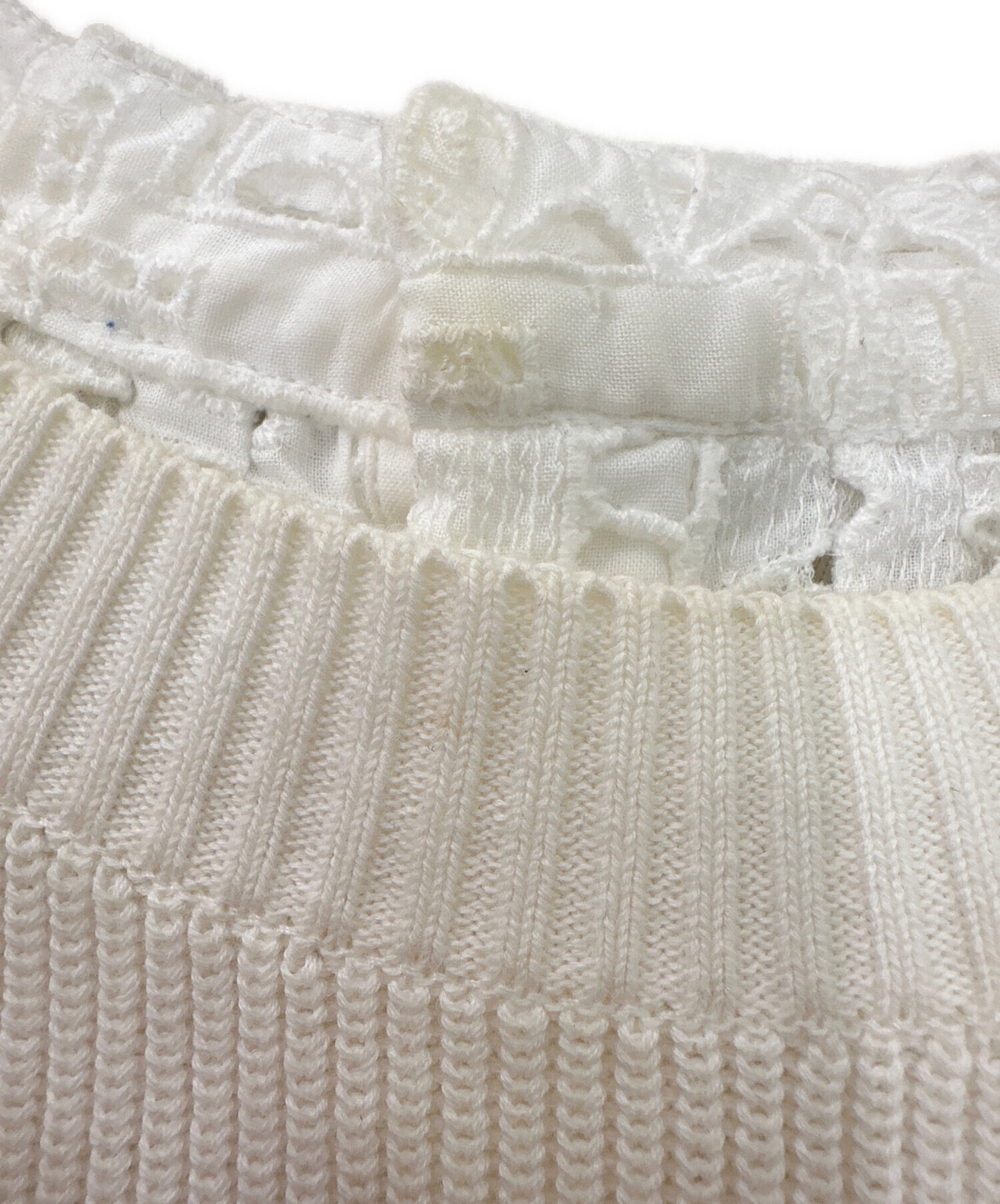 中古・古着通販】sacai (サカイ) レース切替ニット ホワイト サイズ:1