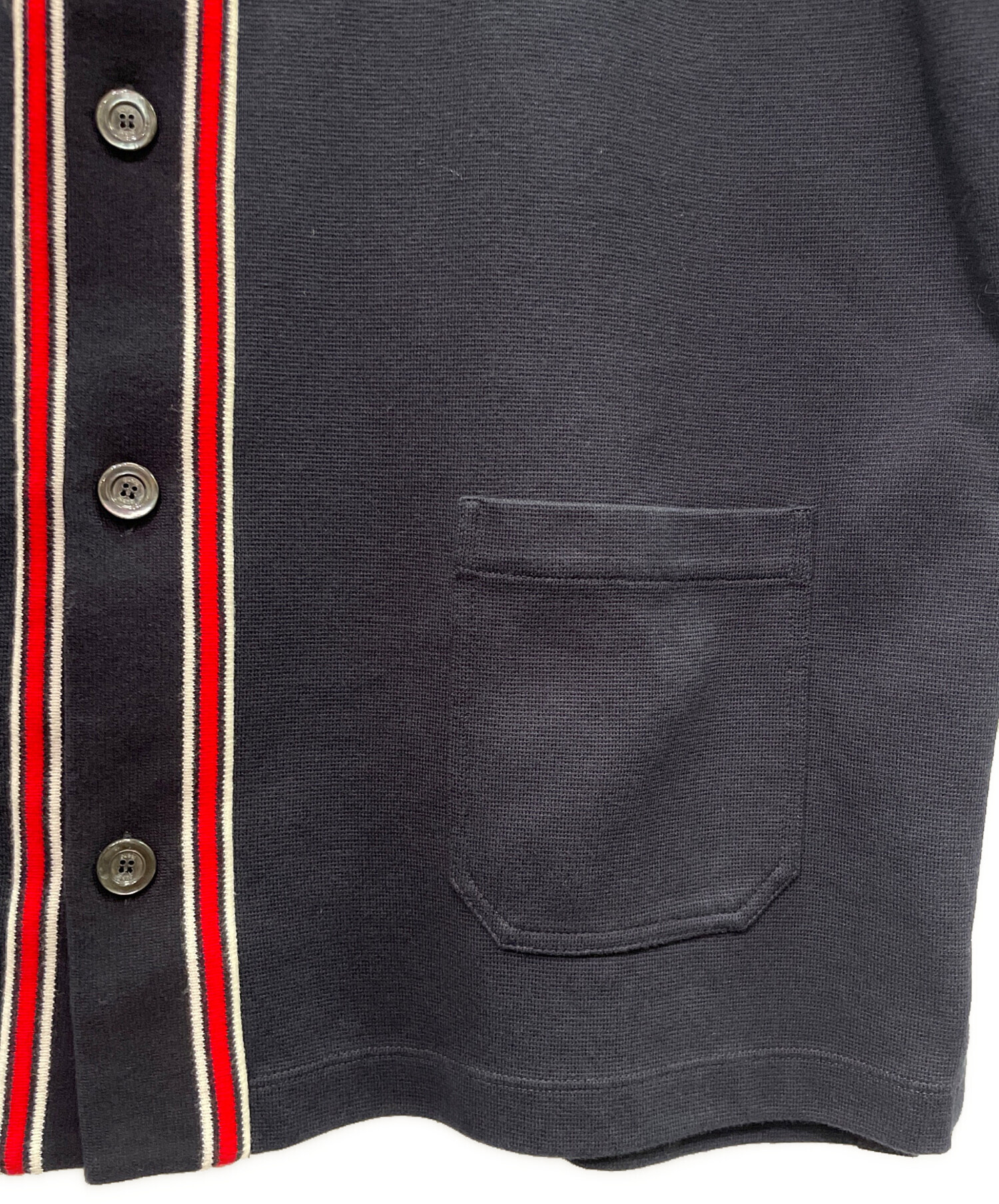 中古・古着通販】GUCCI (グッチ) ロゴ鹿の子 半袖シャツ ネイビー