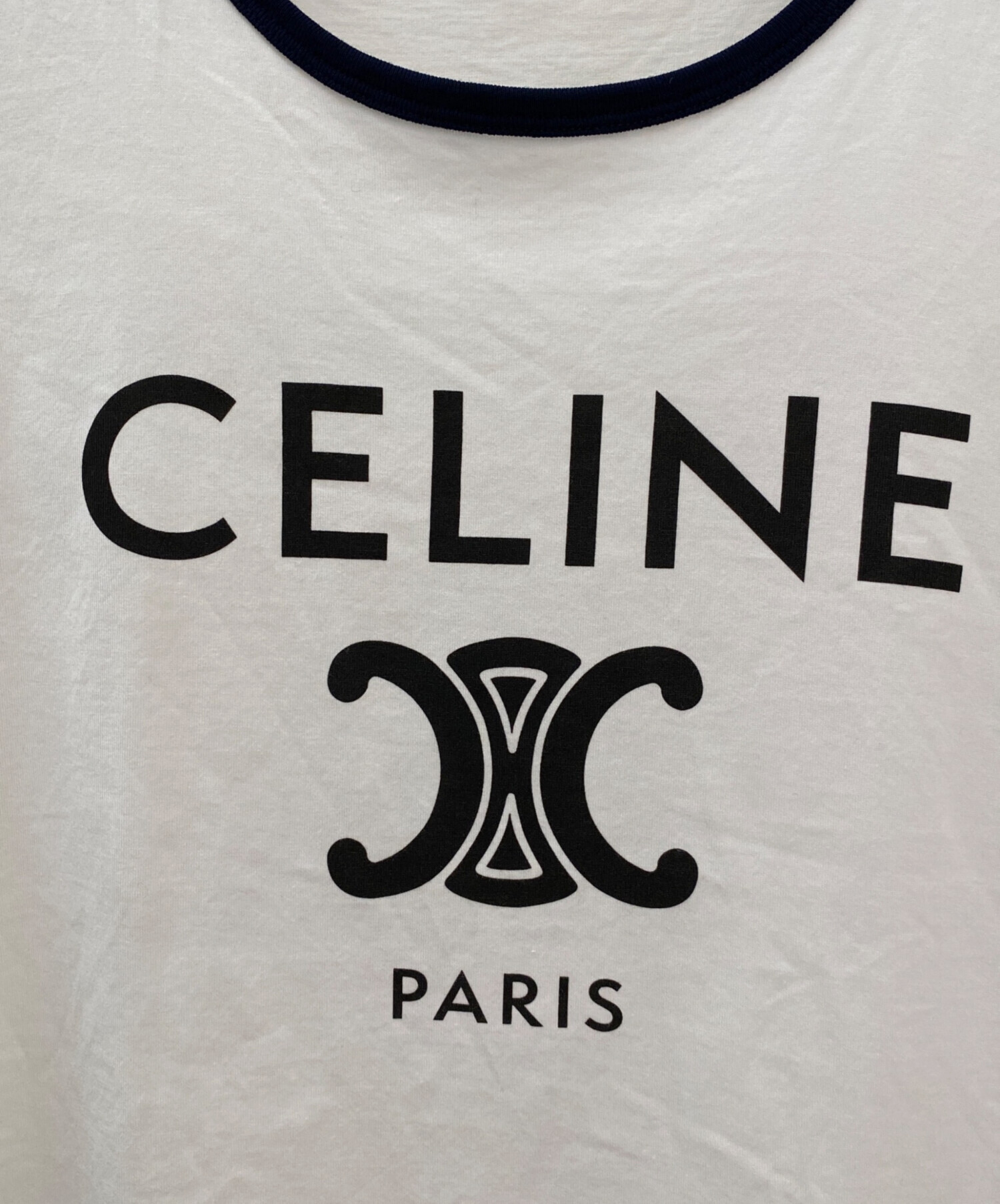 中古・古着通販】CELINE (セリーヌ) トリオンフプリント トリムTシャツ