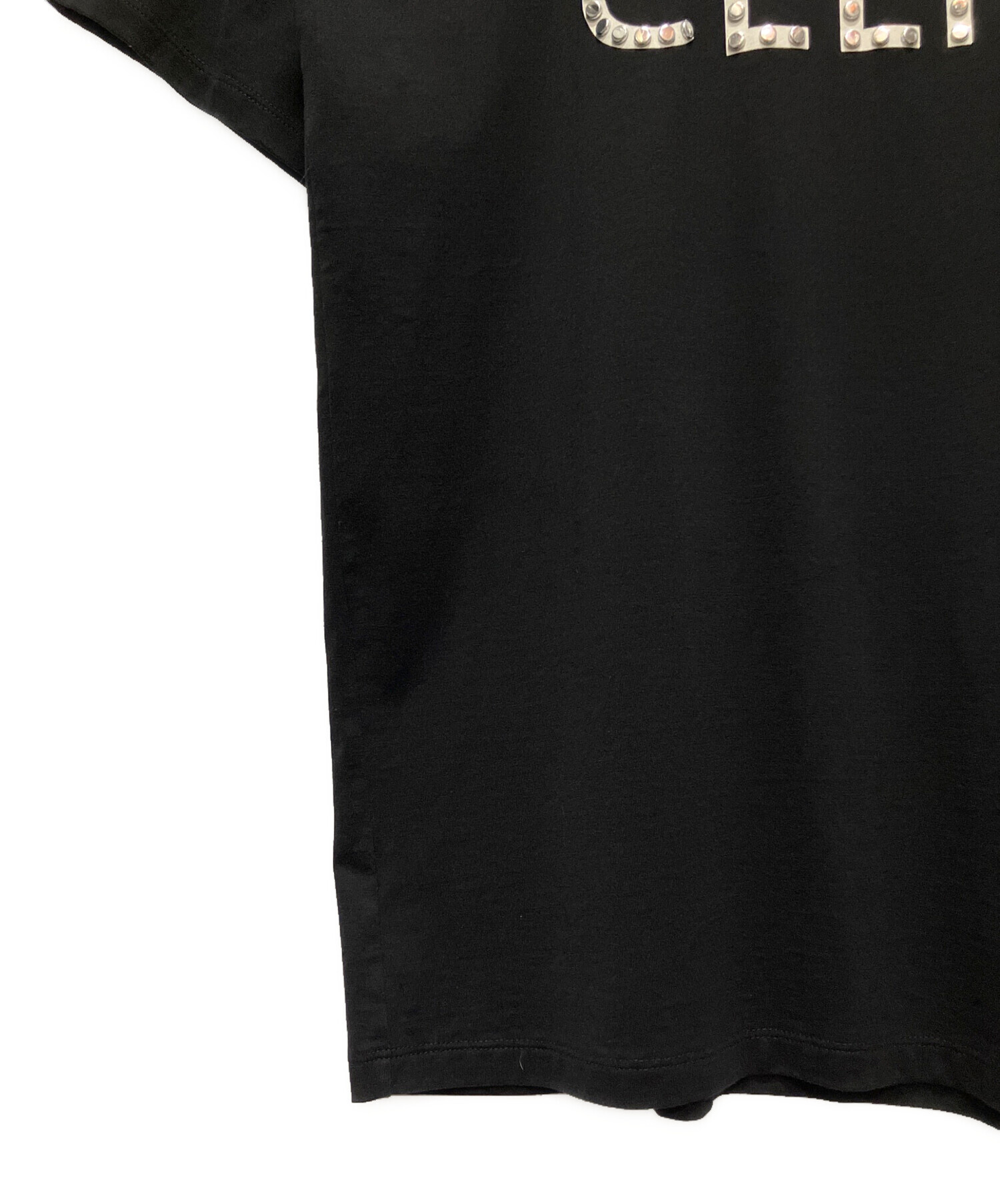 CELINE ブラック ロゴ Tシャツ XS 中古・古着通販】CELINE (セリーヌ) Studded logo T-shirt/スタッズ