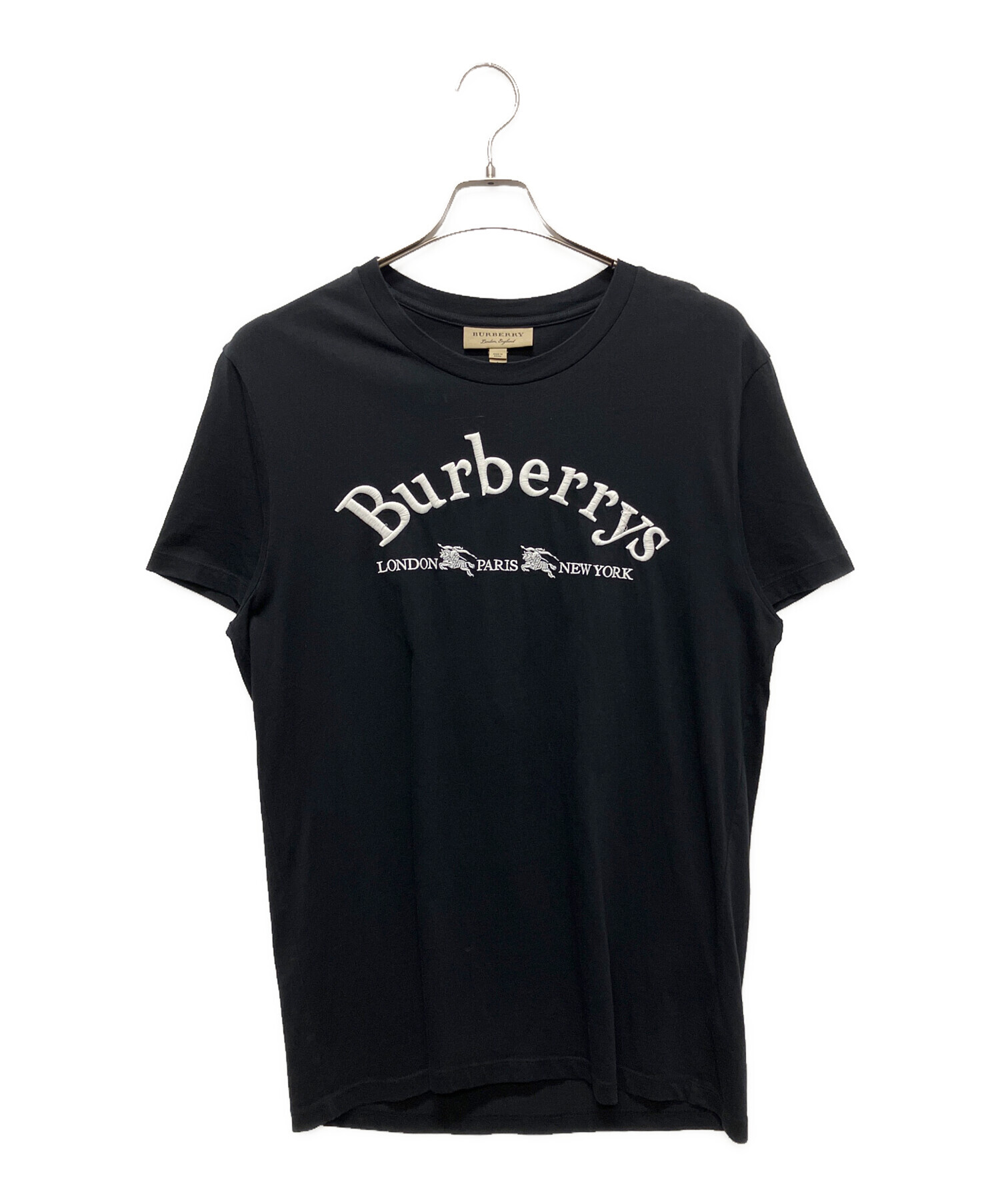 中古・古着通販】BURBERRY (バーバリー) ロゴ刺繍Tシャツ ブラック 