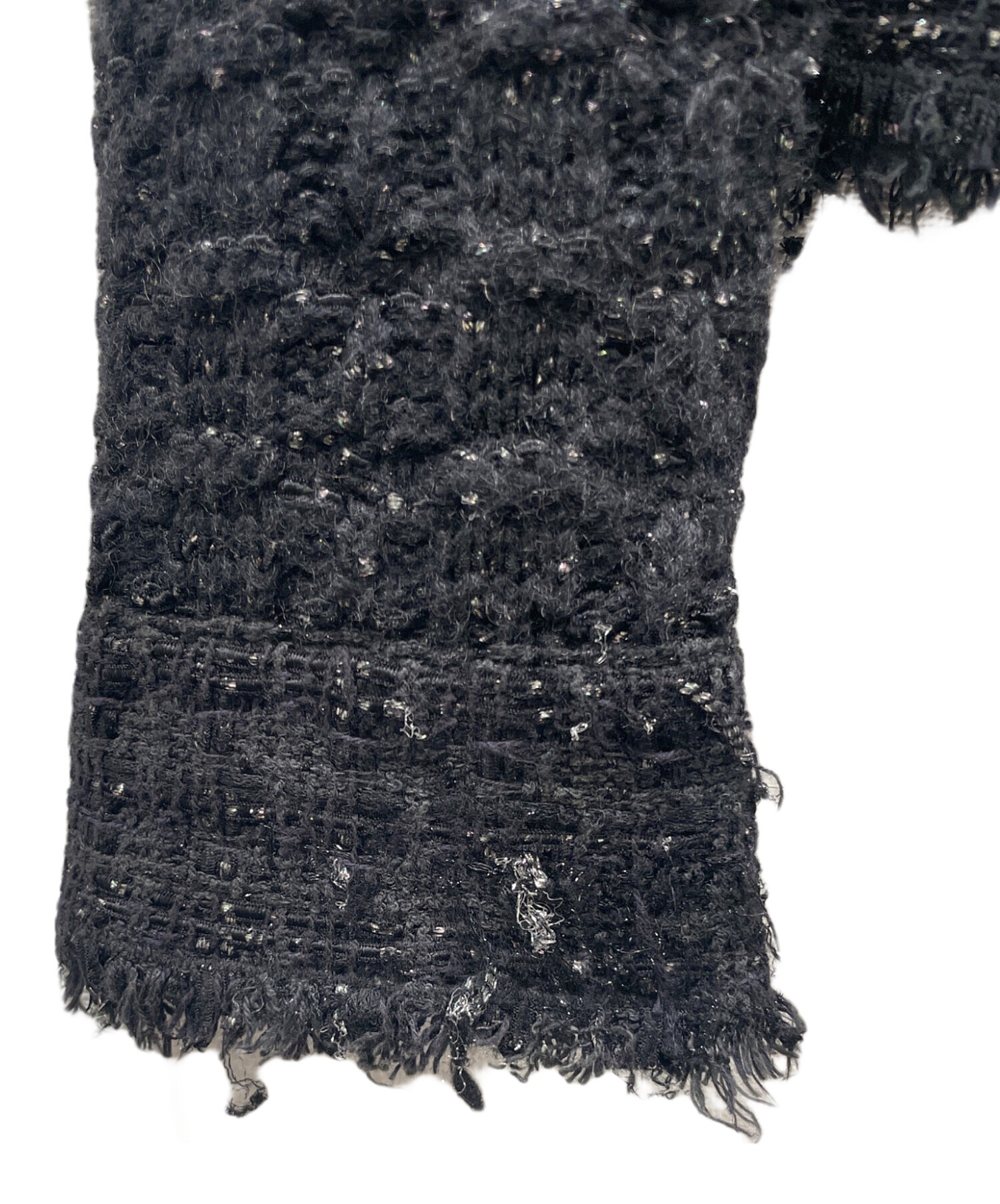 みか。CHANEL ツイードカーディガン グレー・ブラック　42 中古・古着通販】CHANEL (シャネル) ツイードカーディガン ブラック