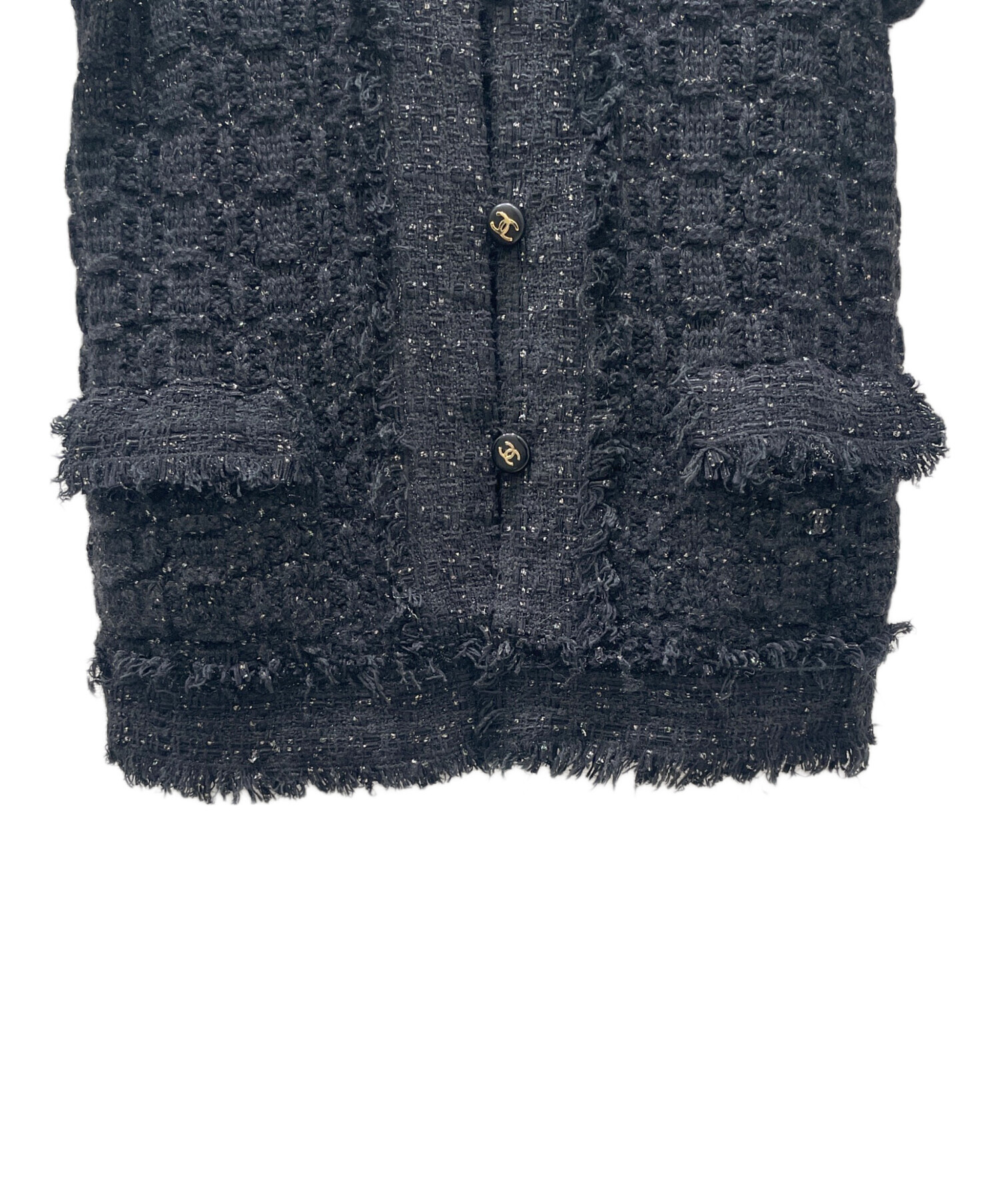 中古・古着通販】CHANEL (シャネル) ツイードカーディガン ブラック