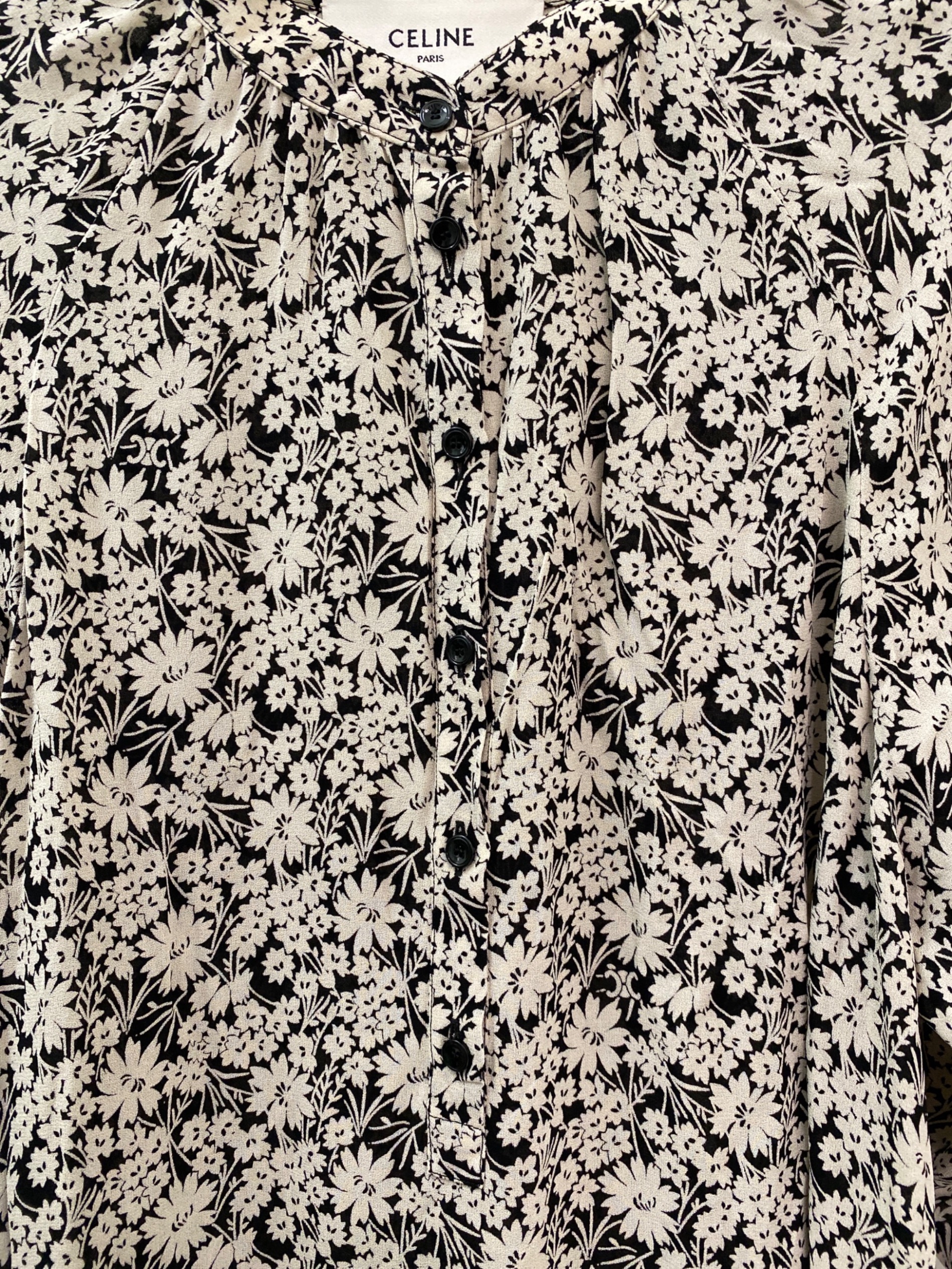 中古・古着通販】CELINE (セリーヌ) 総柄シャツワンピース ブラック