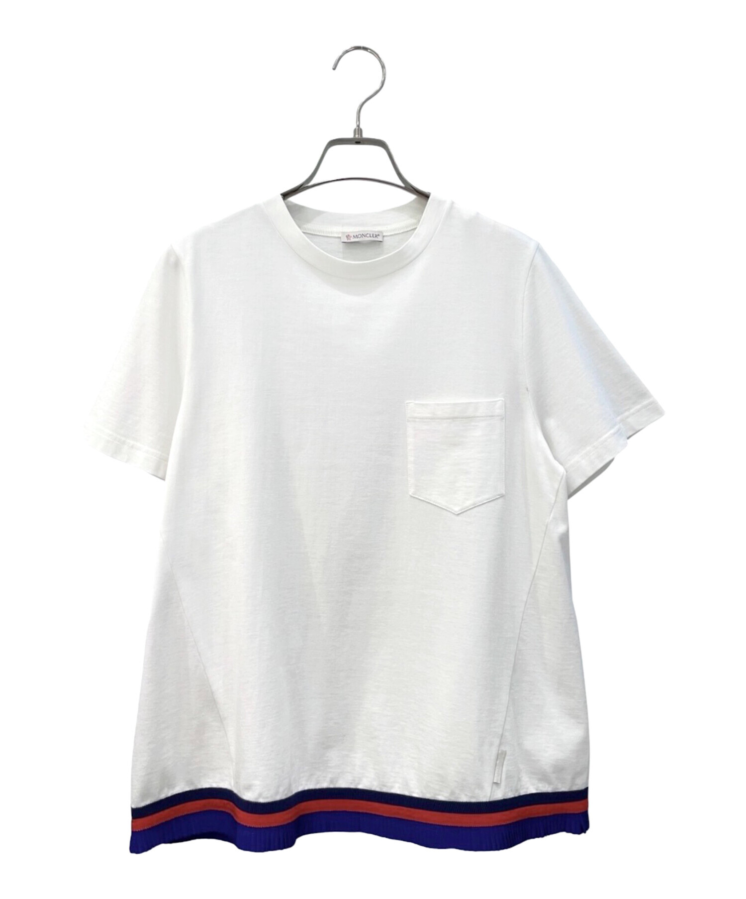 MONCLER ポケットTシャツ ホワイト 中古・古着通販】MONCLER (モンクレール) ポケットカットソー ホワイト