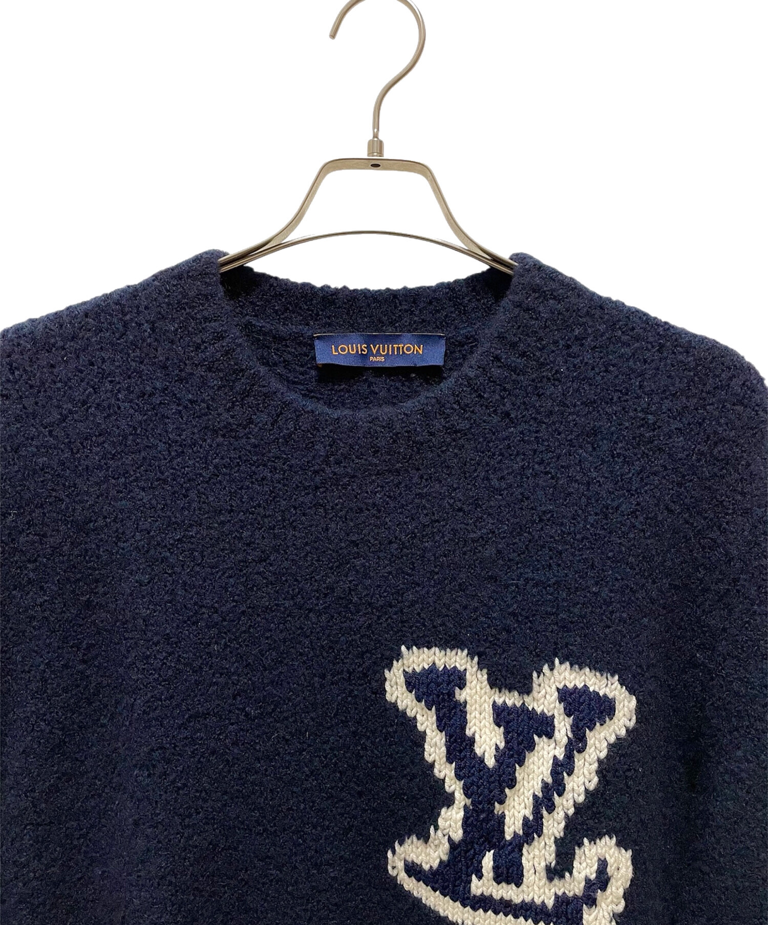 【美品】ルイヴィトン LVインタルシアクルーネックニット セーター ブルー 中古・古着通販】LOUIS VUITTON (ルイ ヴィトン) LVインタルシアクルー