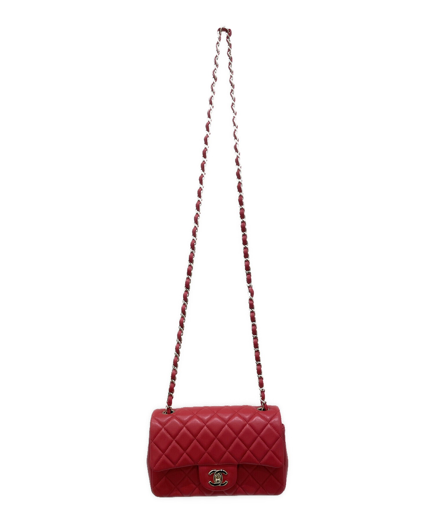 CHANEL シャネル チェーンショルダーバッグ  赤 レッド  USED 中古・古着通販】CHANEL (シャネル) チェーンショルダーバッグ レッド