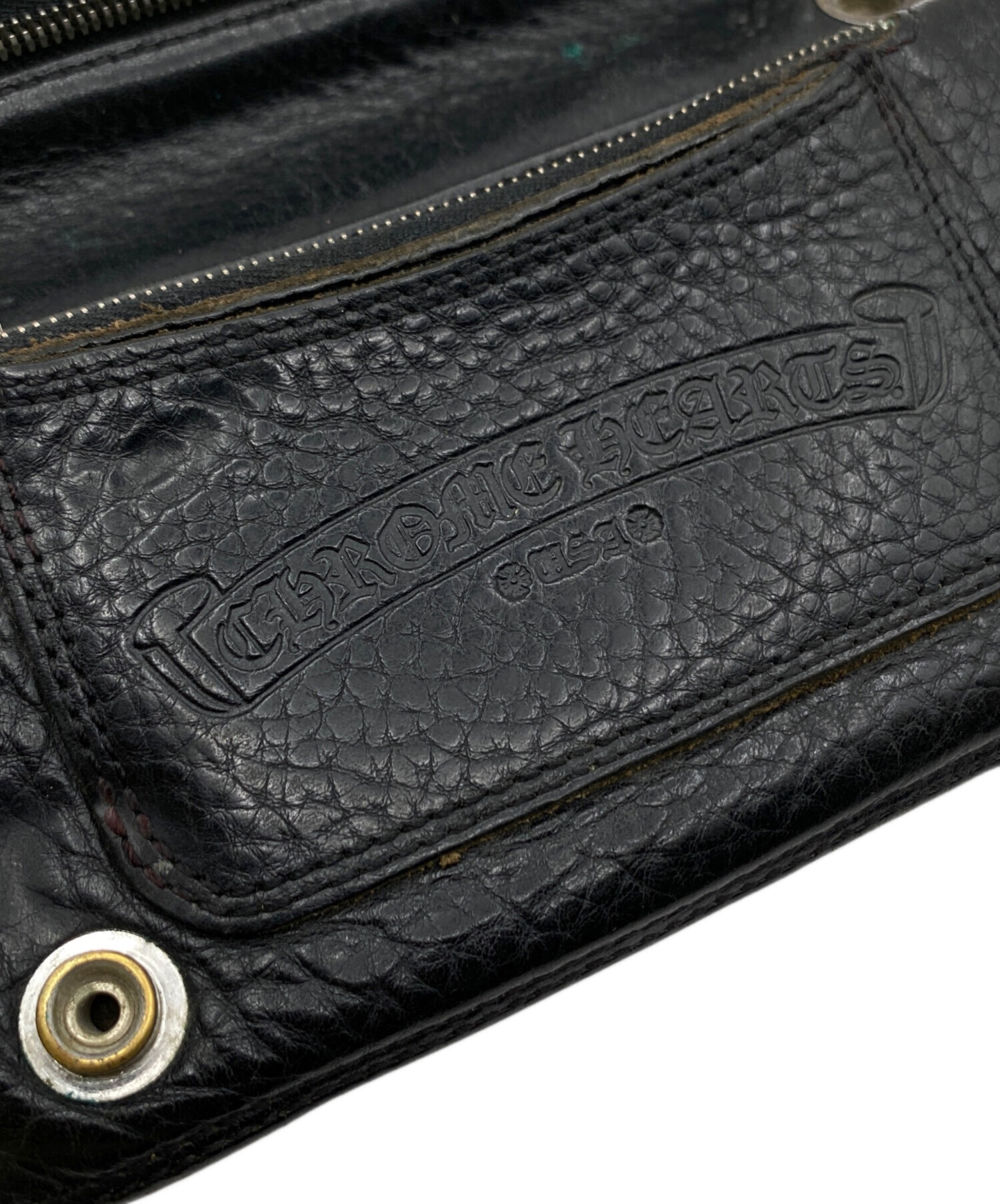 クロムハーツ ボタン クロムハーツWベルトループクロスボタンブラックレザー|クロム