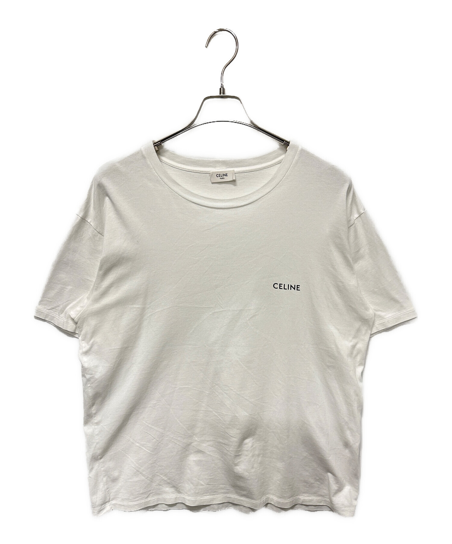 CELINE ホワイト Tシャツ 中古・古着通販】CELINE (セリーヌ) ロゴプリントTシャツ ホワイト