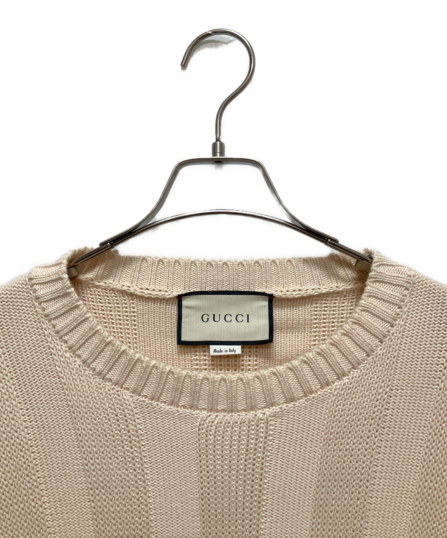 中古・古着通販】GUCCI (グッチ) GGラインニット ベージュ サイズ:XL