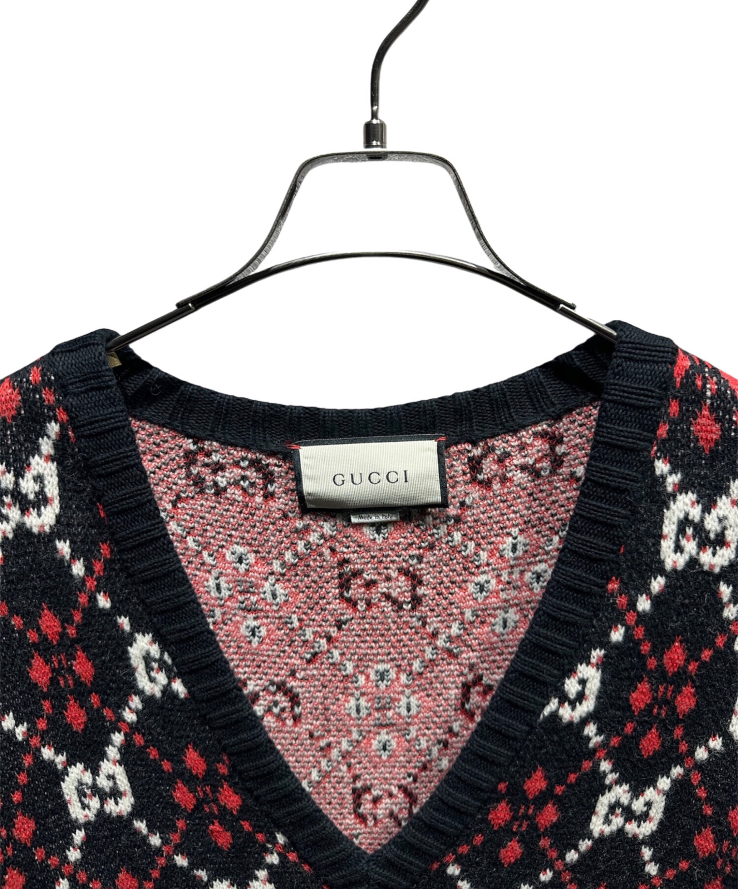 中古・古着通販】GUCCI (グッチ) GGジャガードVニット ブラック サイズ