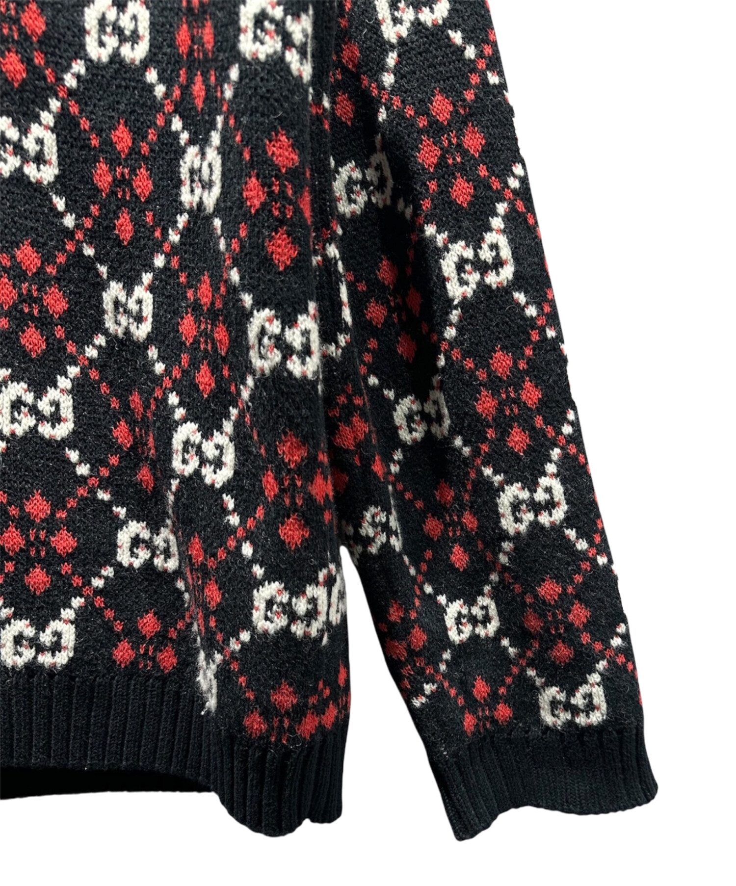 中古・古着通販】GUCCI (グッチ) GGジャガードVニット ブラック サイズ