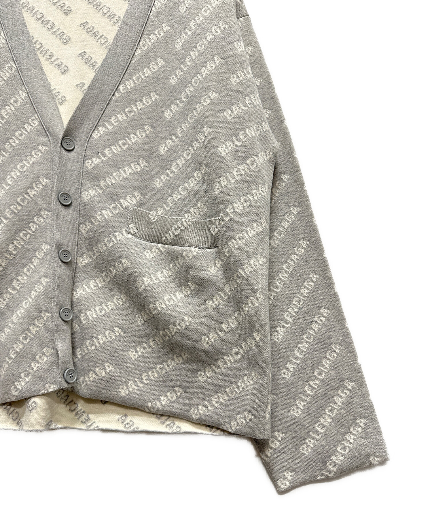 バレンシアガ　BALENCIAGA ロゴ入りカーディガン グレー 中古・古着通販】BALENCIAGA (バレンシアガ) BALENCIAGA WARDROBE