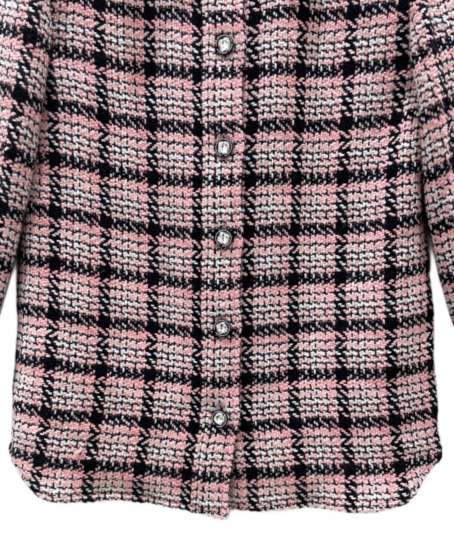 CHANEL シャネル カジュアルシャツ 34(XXS位) 黒x白(ツイード) 【古着】【中古】 CHANEL - CHANEL シャネル カジュアルシャツ 34(XXS位) 黒x白(ツイード