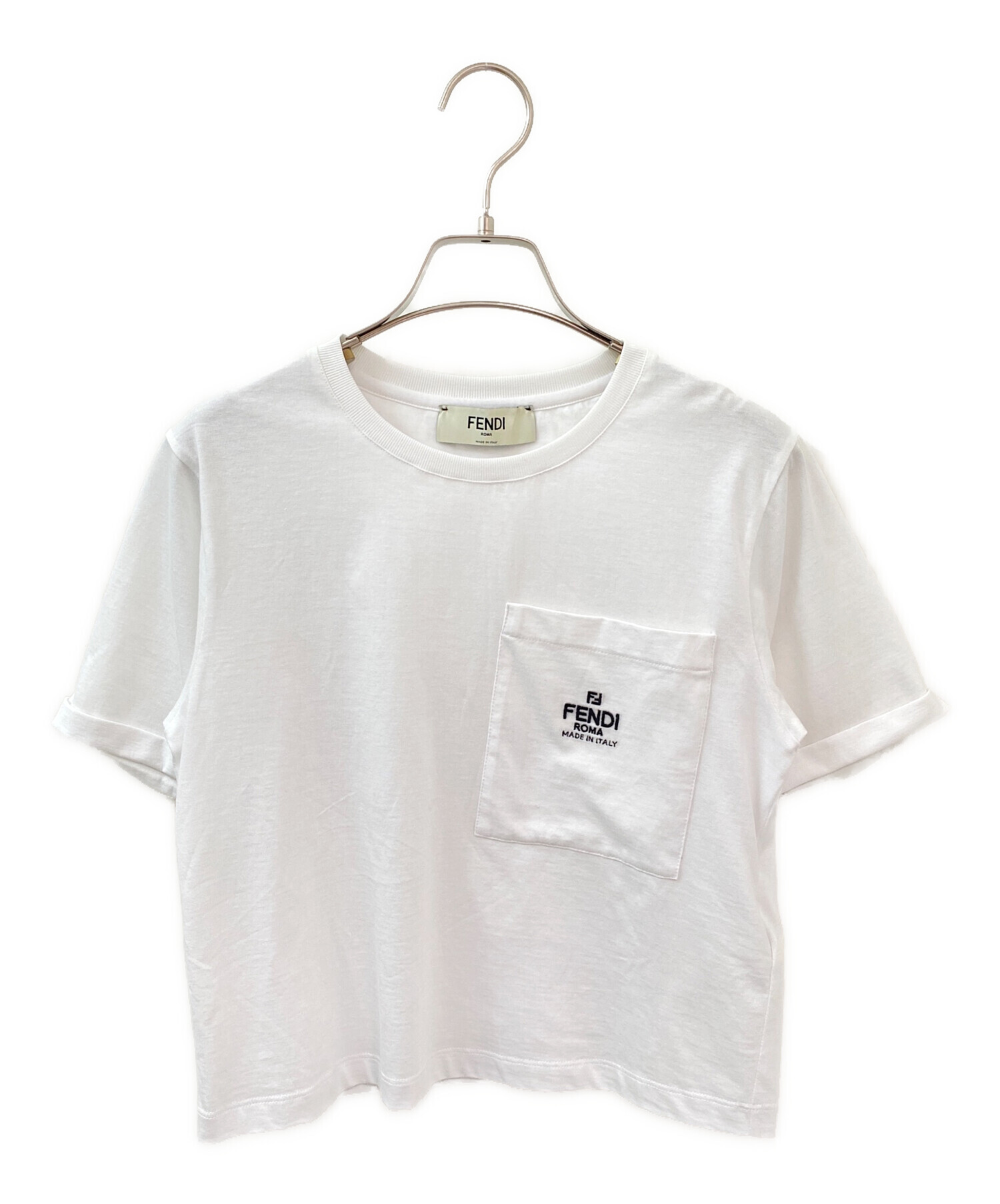 中古・古着通販】FENDI (フェンディ) クロップドTシャツ ホワイト
