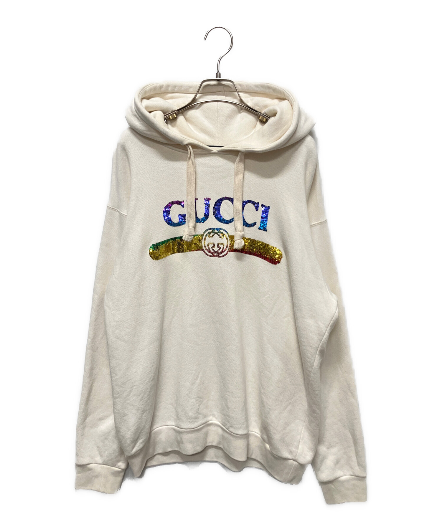 中古・古着通販】GUCCI (グッチ) スパンコールロゴスウェット 中古・古着通販】GUCCI (グッチ) スパンコールロゴスウェット
